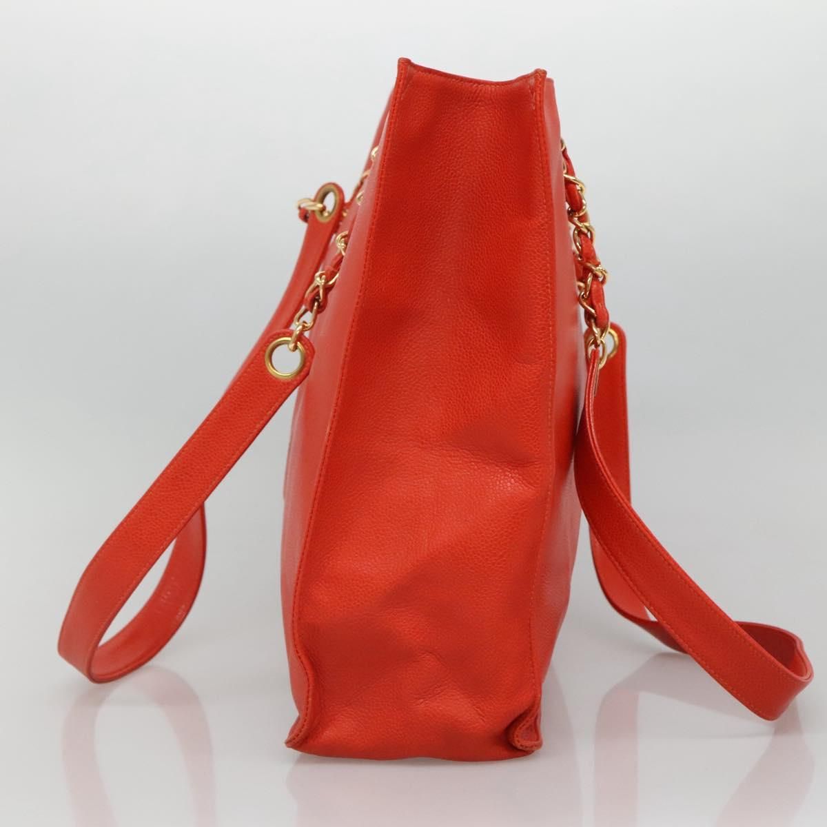 Chanel Caviar Orange Chain Tote