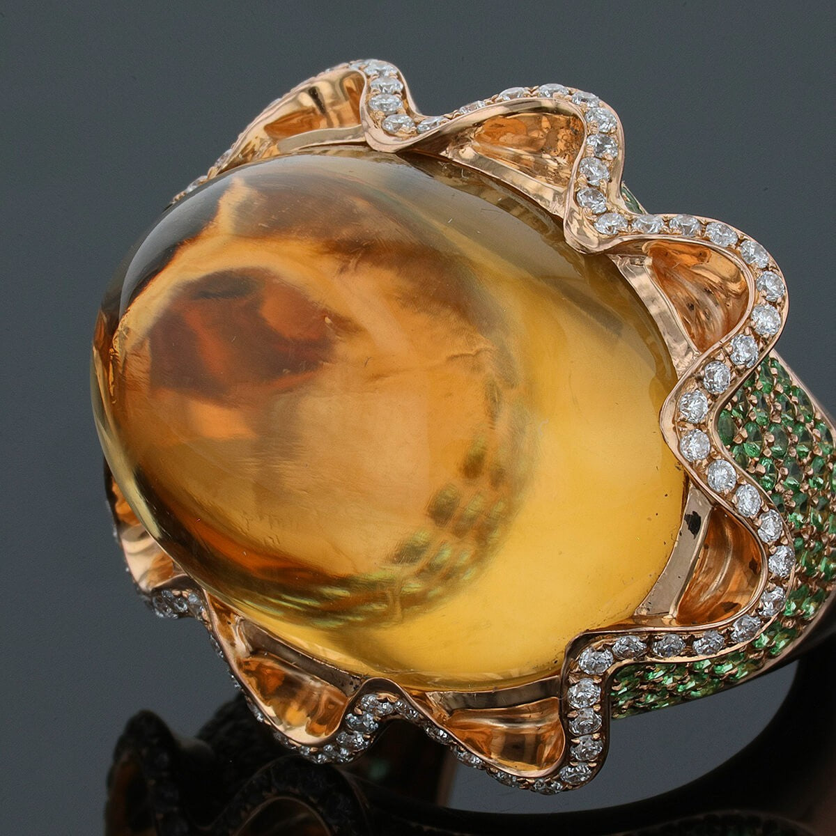 Sylvie Wulwik diamonds, citrine, garnets and gold ring