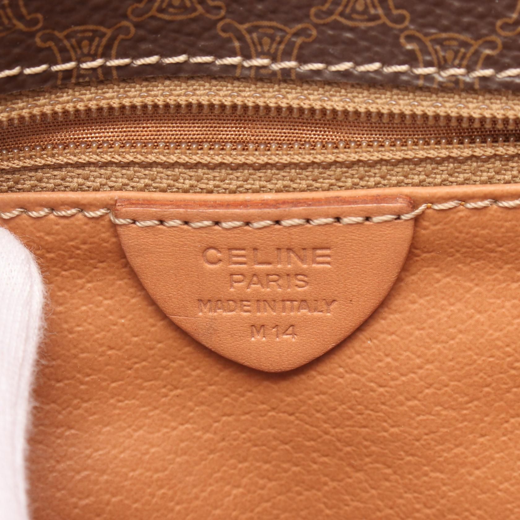 Celine Macadam Shoulder Bag Brown Pvc Coated Canvas