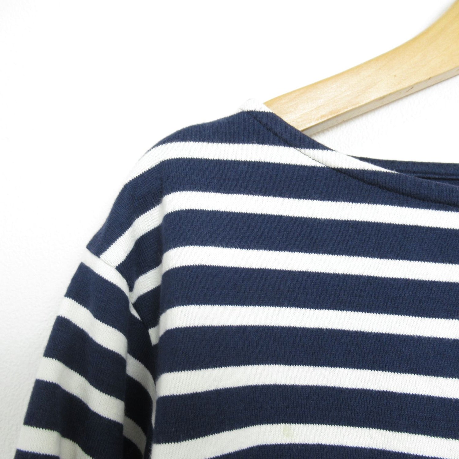 Saint Laurent Striped Long-sleeved T-shirt Cotton Blue & White M
