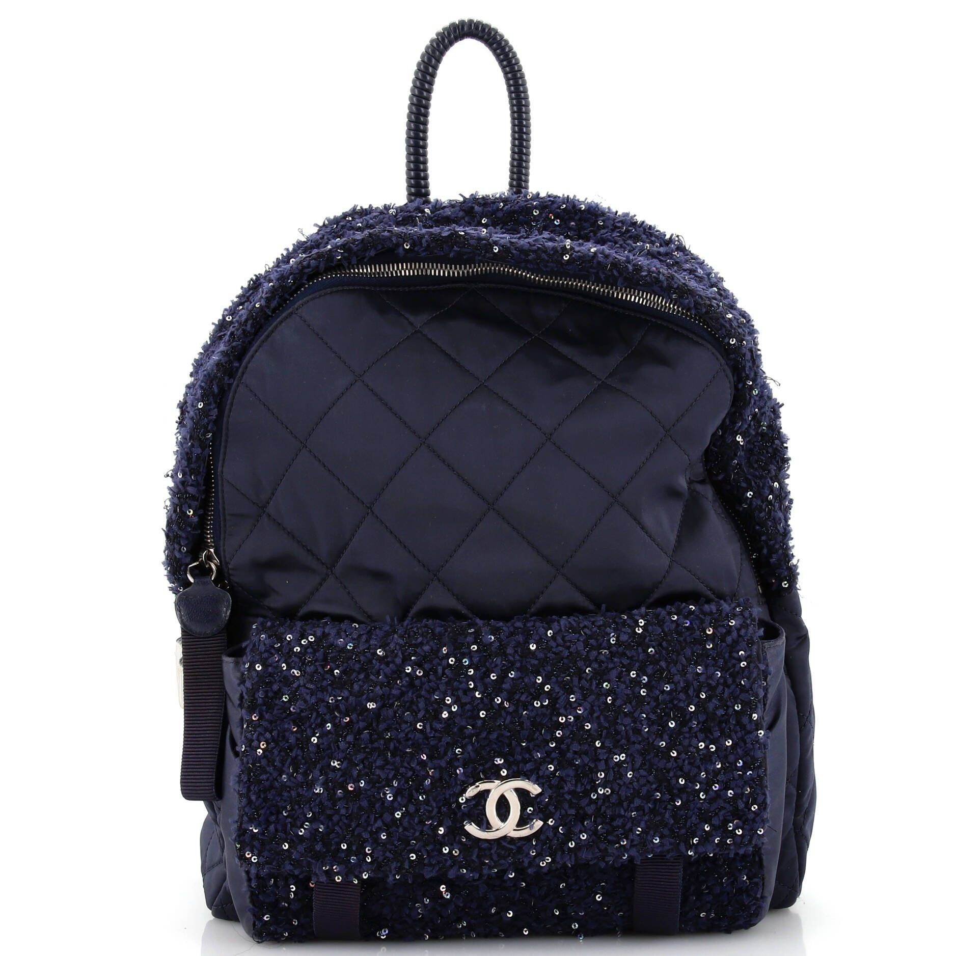 Chanel Astronaut Essentials Backpack Quilted Nylon With Tweed Medium