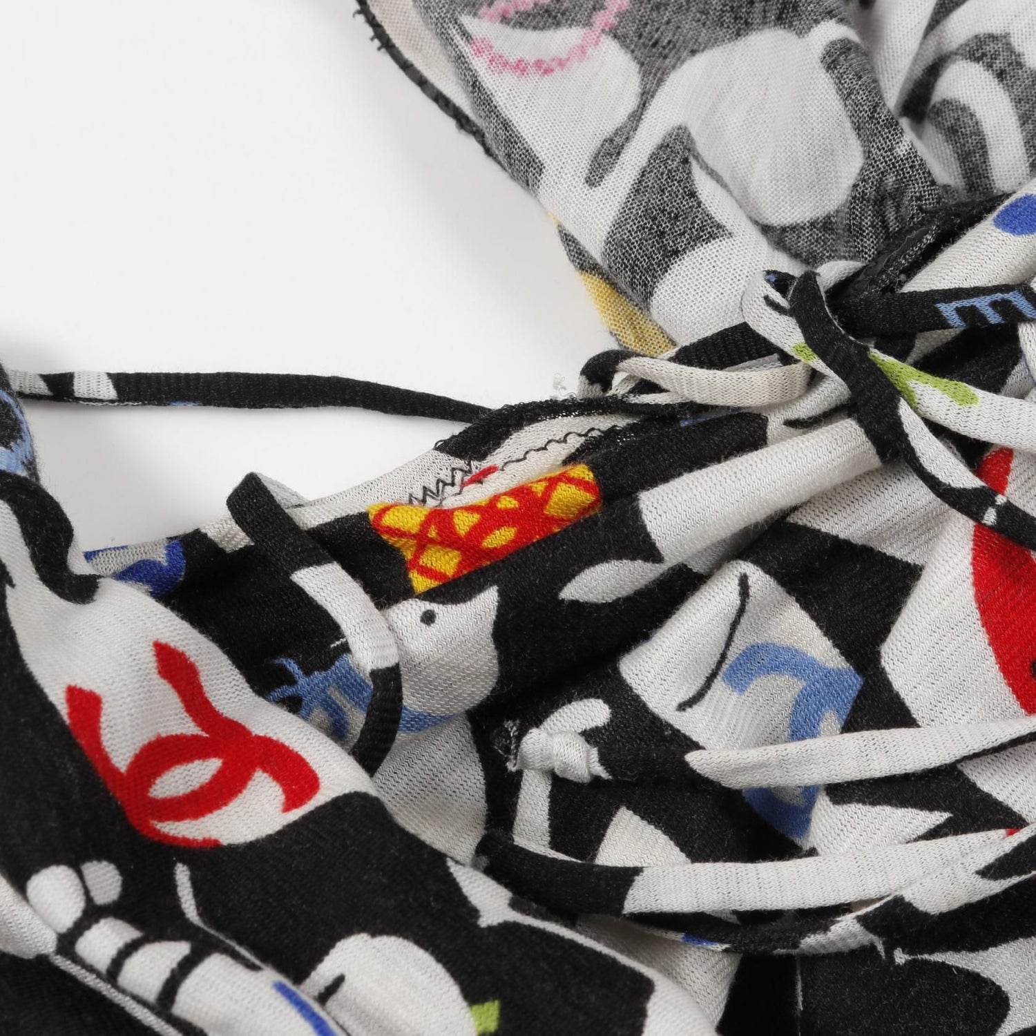 Chanel Black Multicolor Coco Mark Camelia Dress Cotton P 30594