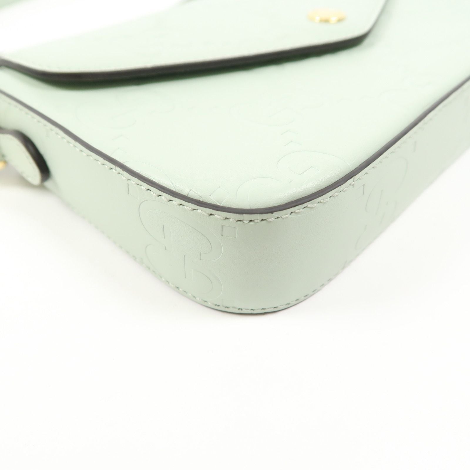 Gucci Leather Gg Pochette Gold Shoulder Bag Green Mint Leather 772794