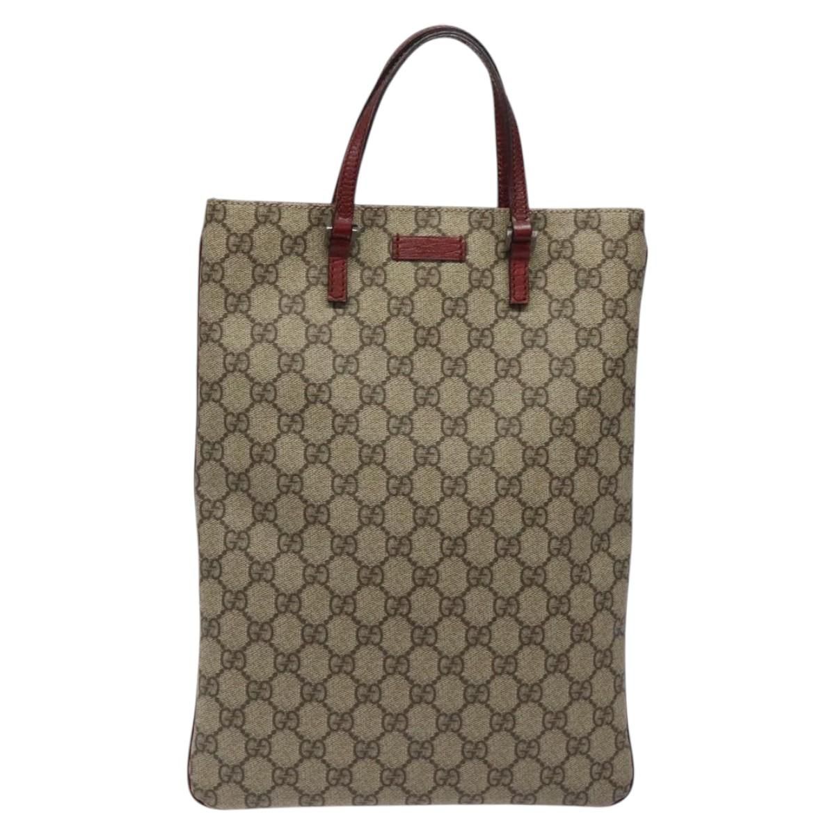 Gucci Gg Supreme Hand Bag Pvc Leather Beige 117551 Auth