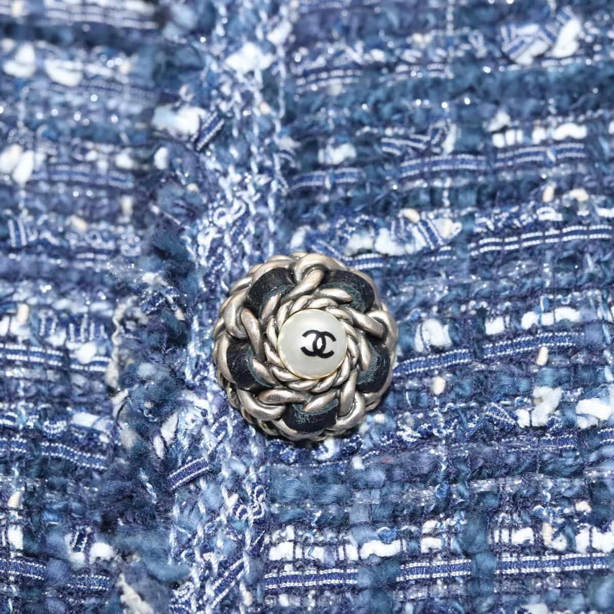 Chanel Jacket 34 Jacket Tweed 34 Blue Cc Auth