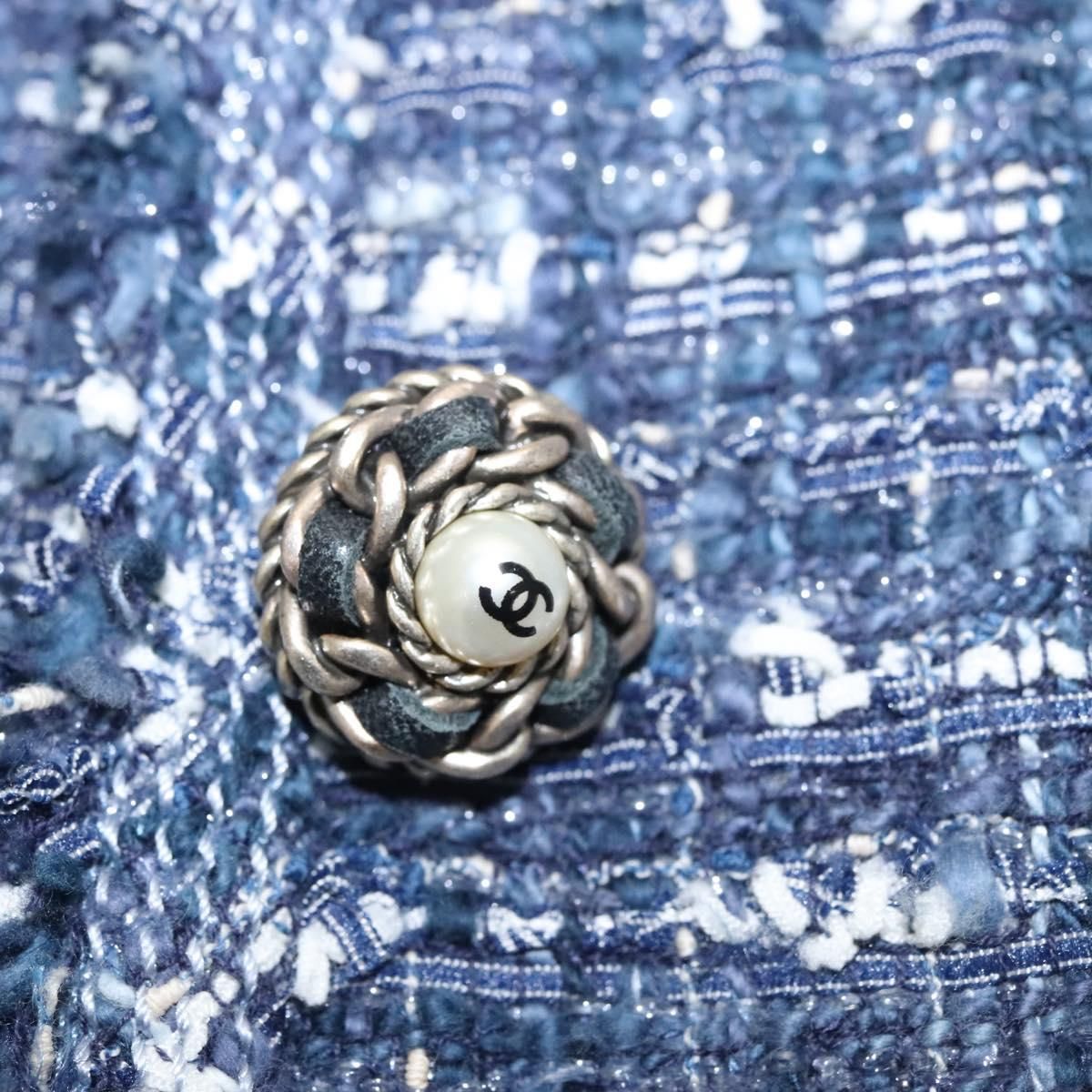 Chanel Jacket 34 Jacket Tweed 34 Blue Cc Auth
