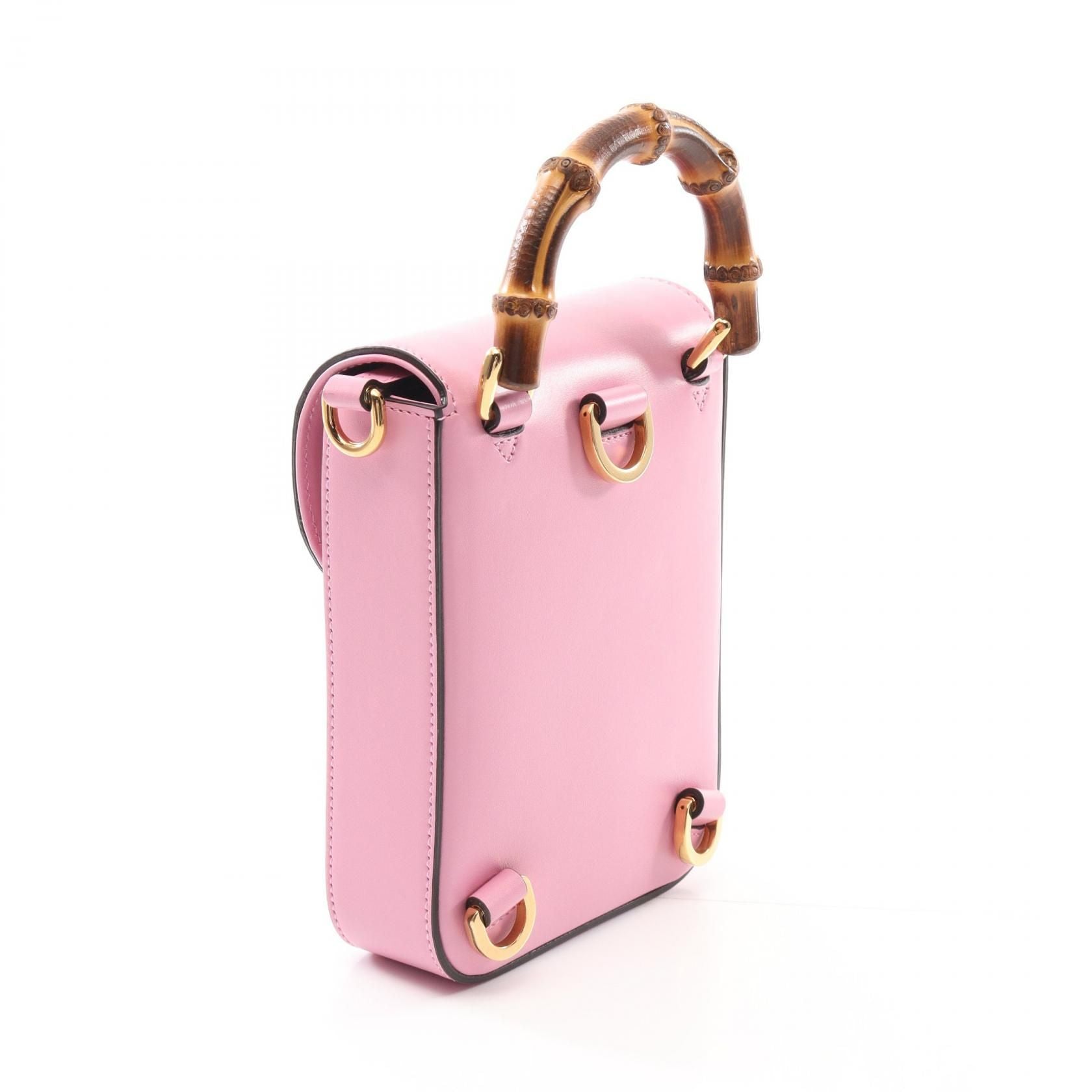 Gucci Bamboo Handbag Pink Leather 702106