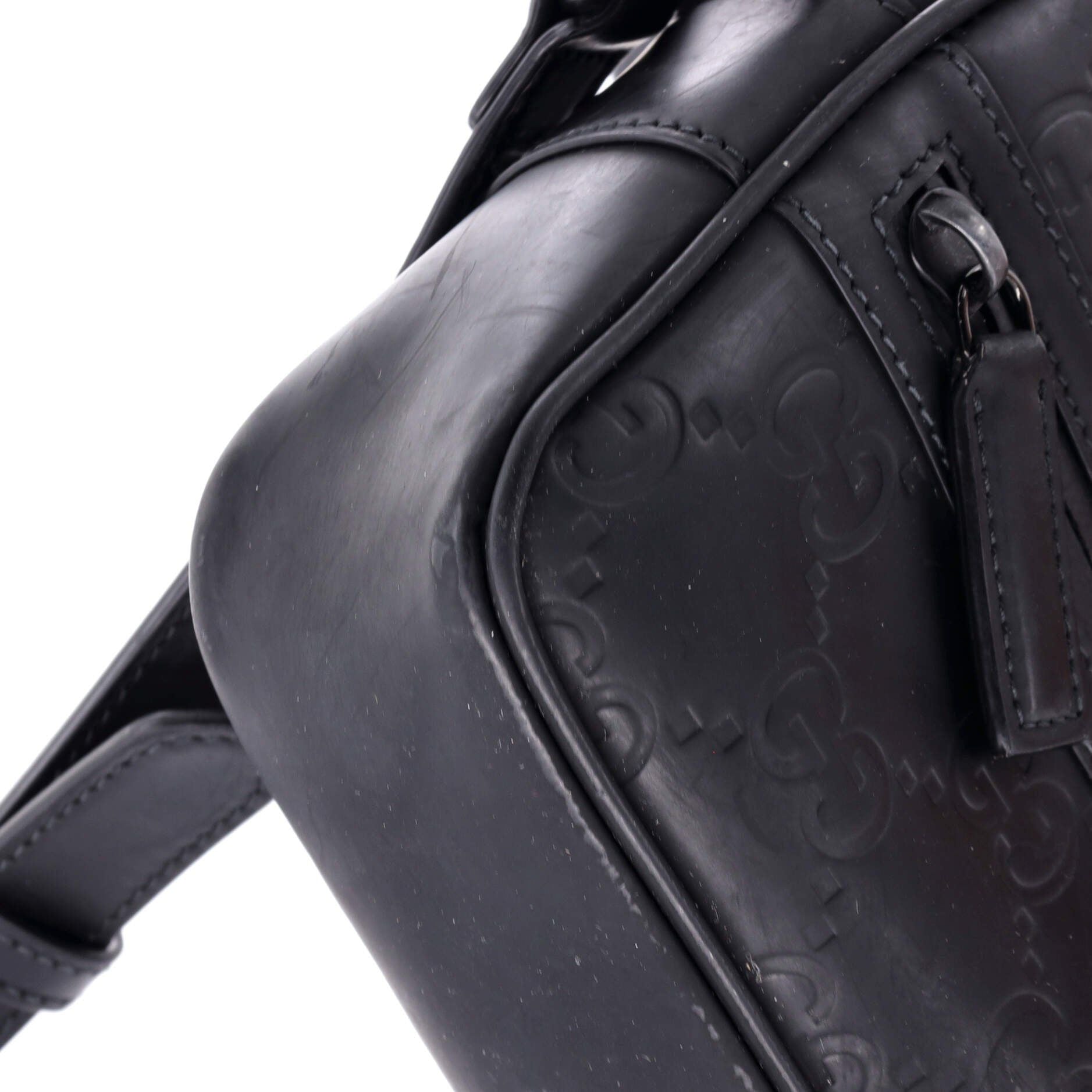 Gucci Front Zip Crossbody Gg Rubber Effect Leather Mini