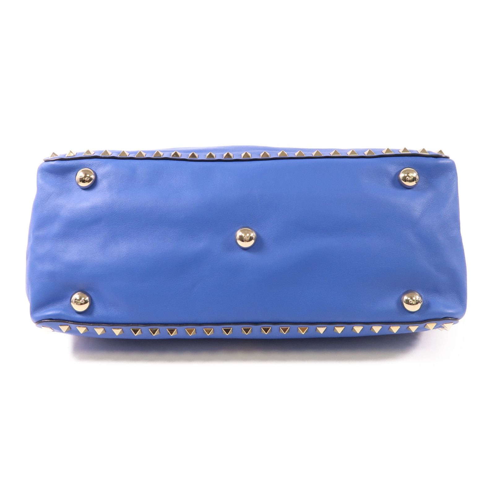 Valentino Cowhide Leather 2Way Shoulder Bag Golden Hand-handed Shoulder And Back Bag 2way Shoulder Bag Blue Calfs