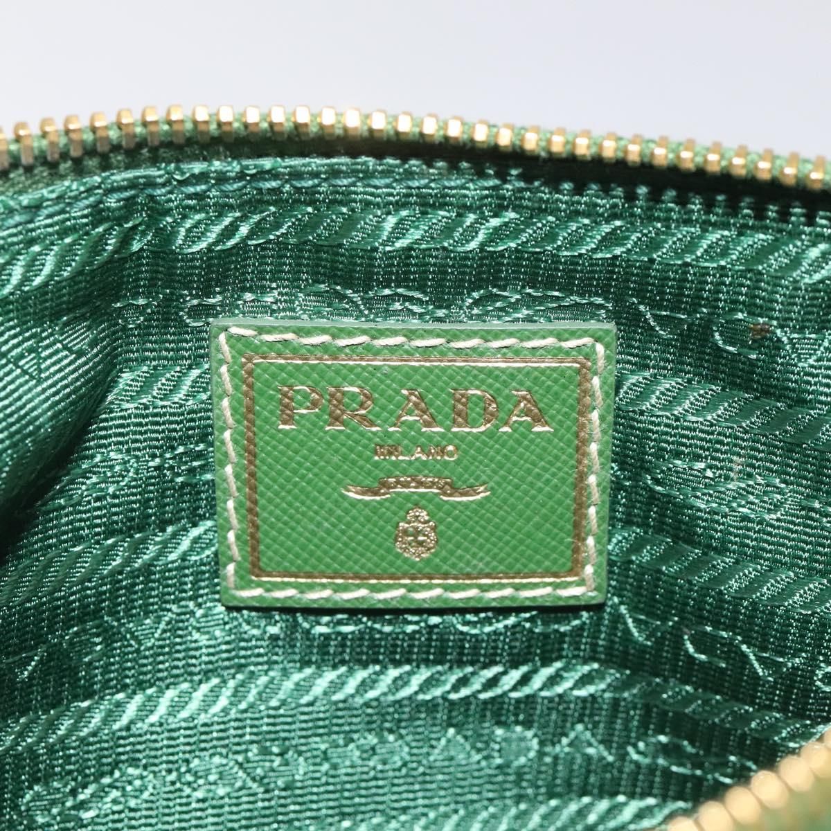 Prada Pouch Nylon Green Gold Auth