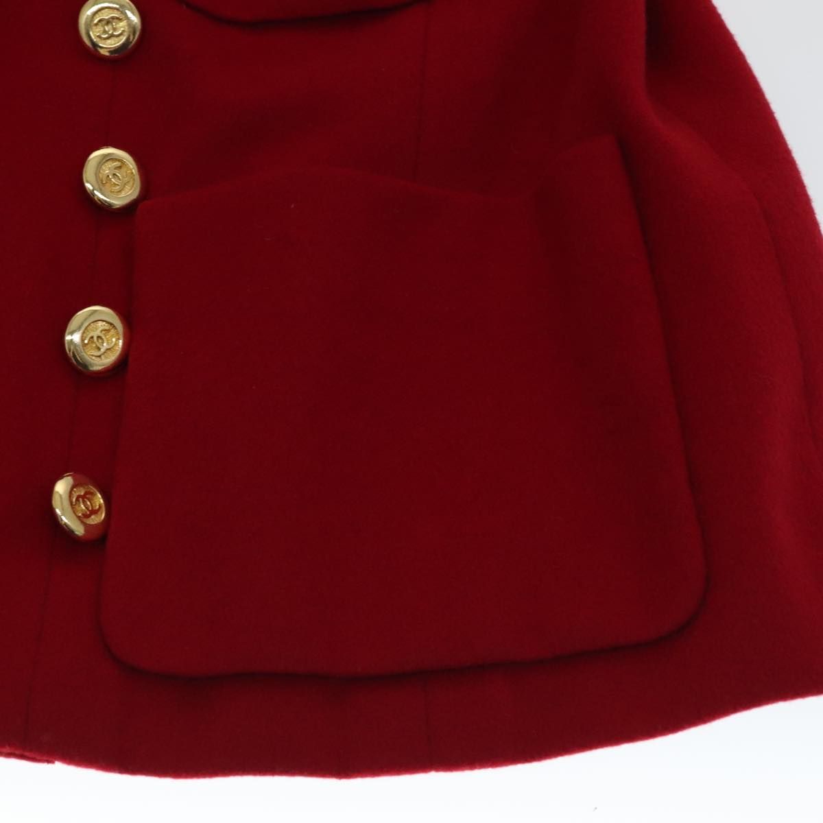 Chanel Coat Jacket Cashmere Red Cc Auth