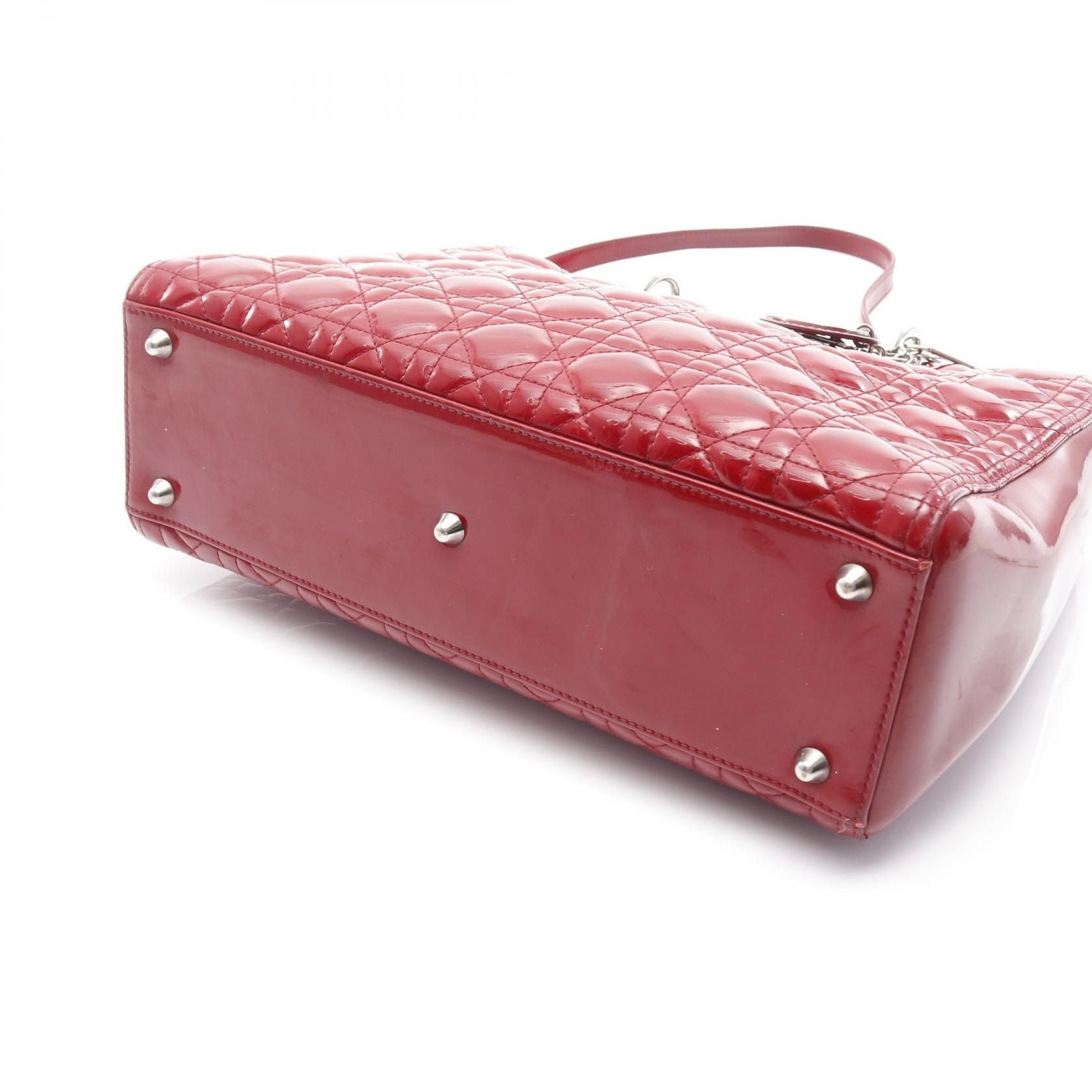 Christian Dior Christian Dior Large Cannage Handbag Red Patent Leather