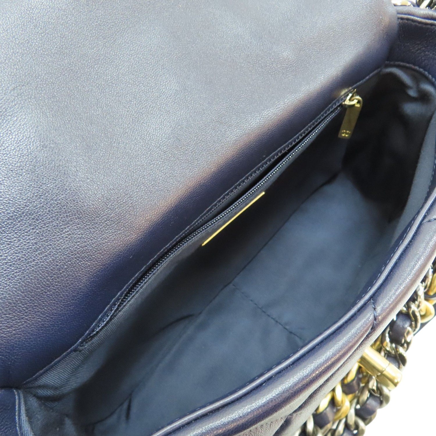 Chanel Matelasse 19 Chain Shoulder Bag Lambskin Blue As 1160