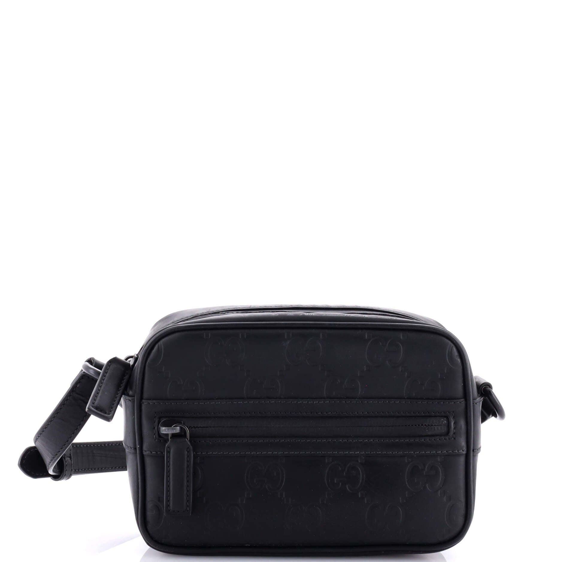 Gucci Front Zip Crossbody Gg Rubber Effect Leather Mini