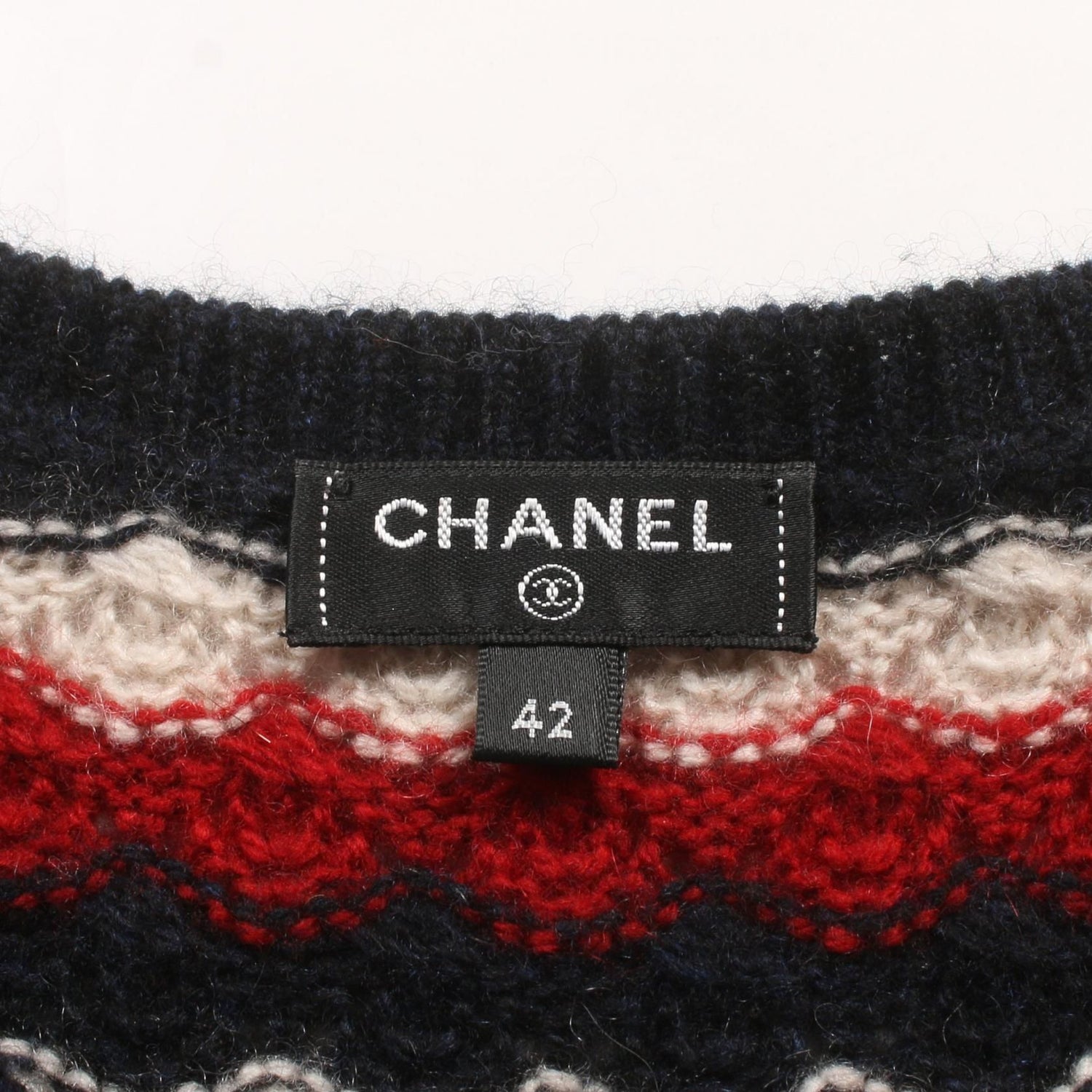 Chanel Navy Red White Dress Other Cashmere P 57823k 07567