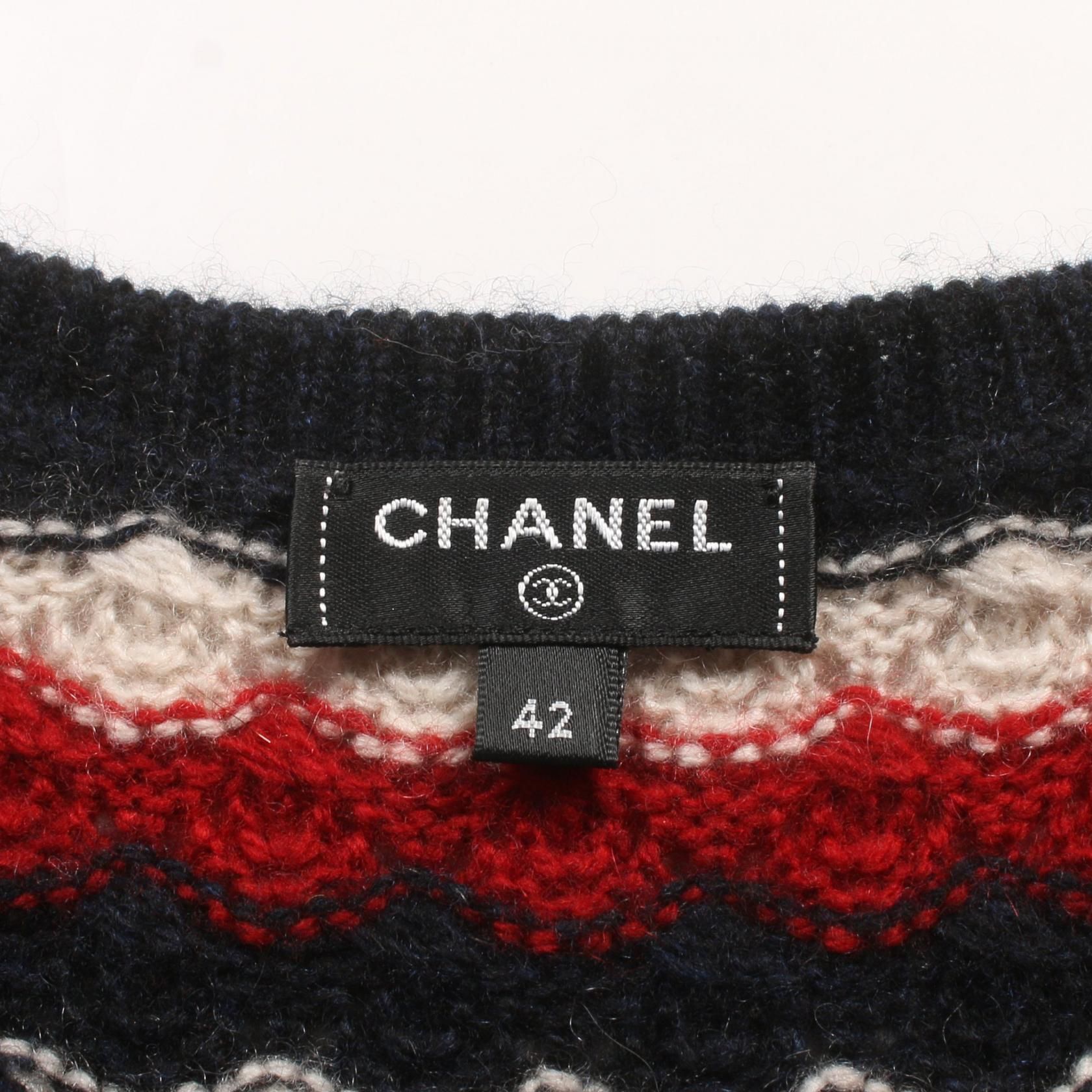 Chanel Navy Red White Dress Other Cashmere P 57823k 07567
