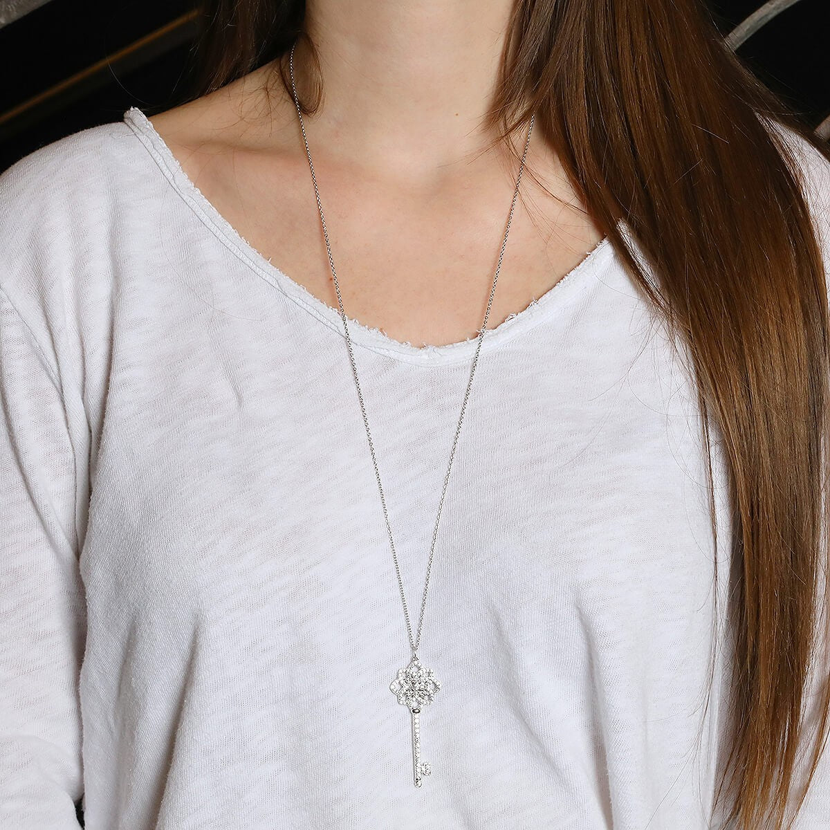 Tiffany & Co. Keys diamonds, platinum and gold necklace