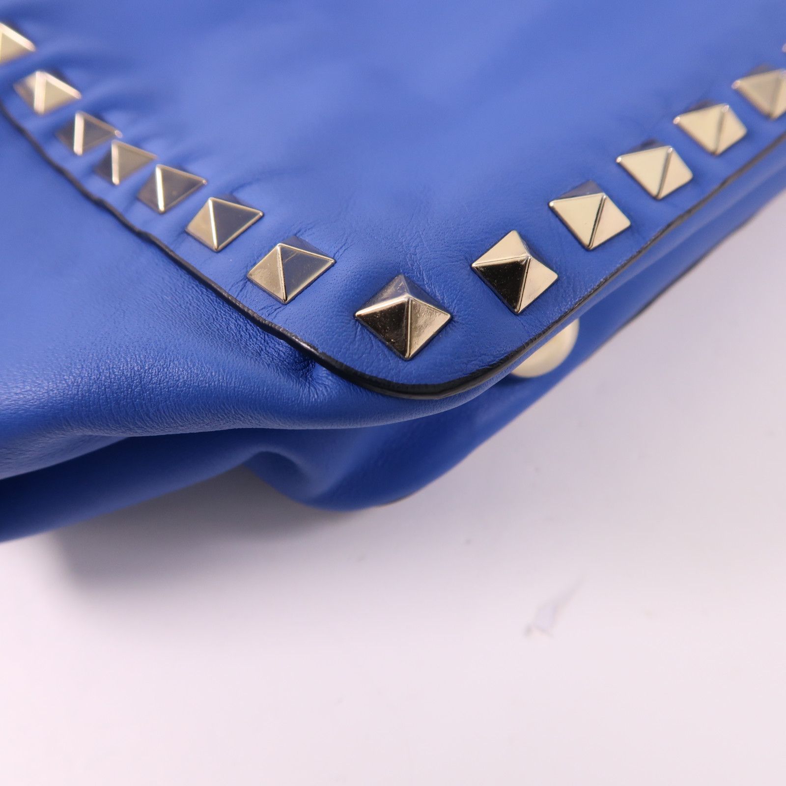 Valentino Cowhide Leather 2Way Shoulder Bag Golden Hand-handed Shoulder And Back Bag 2way Shoulder Bag Blue Calfs