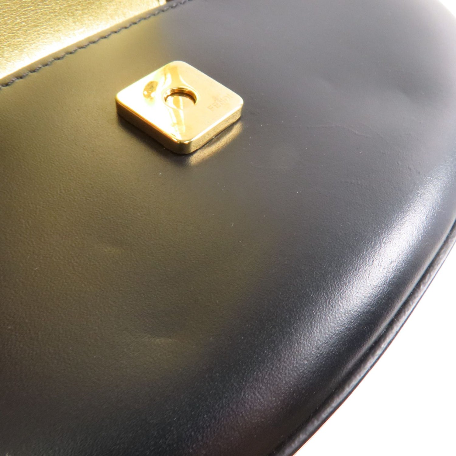 Fendi Cowhide Leather Cookie Hobo Bag Golden Shoulder Bag Black Calfskin (cowhide) 8bs 065