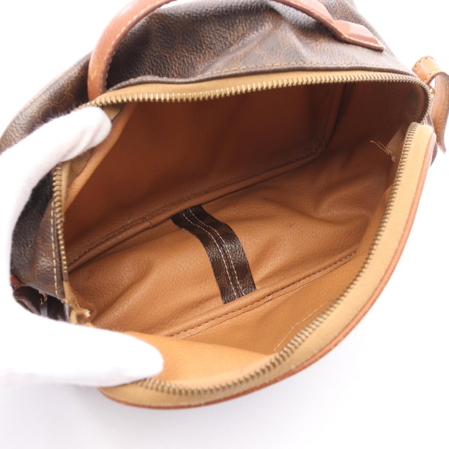 Celine Macadam Handbag Brown Pvc Coated Canvas