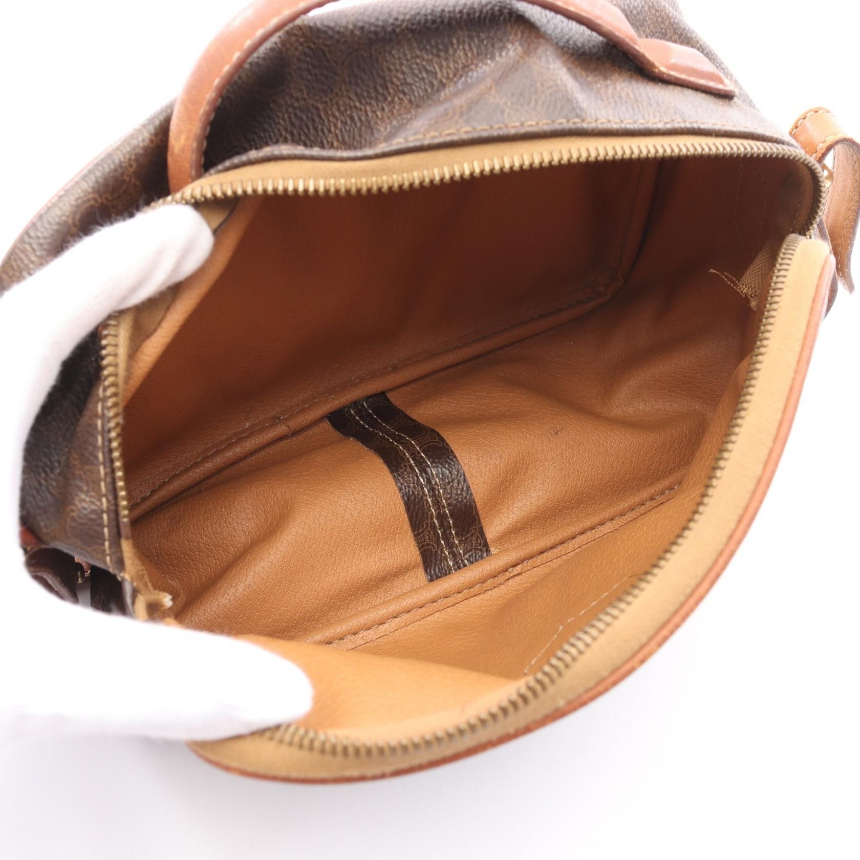 Celine Macadam Handbag Brown Pvc Coated Canvas