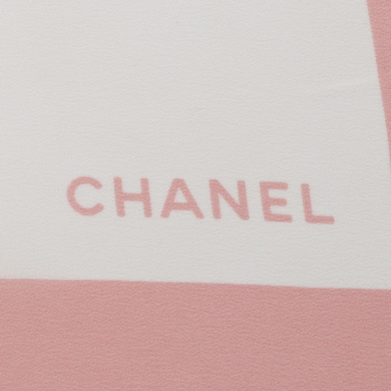 Chanel White Pink Scarf Silk