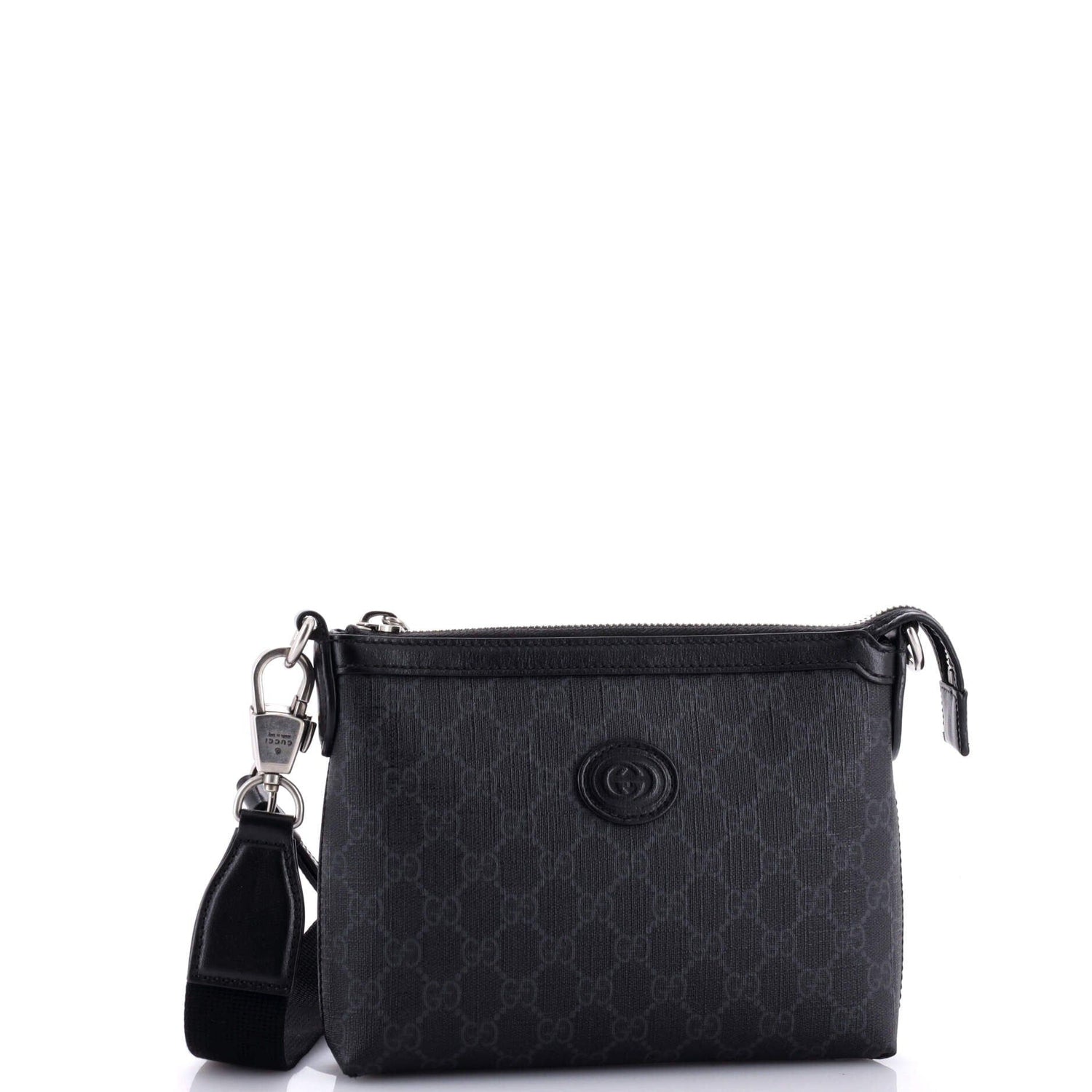 Gucci Interlocking G Patch Wristlet Messenger Bag Gg Coated Canvas Small