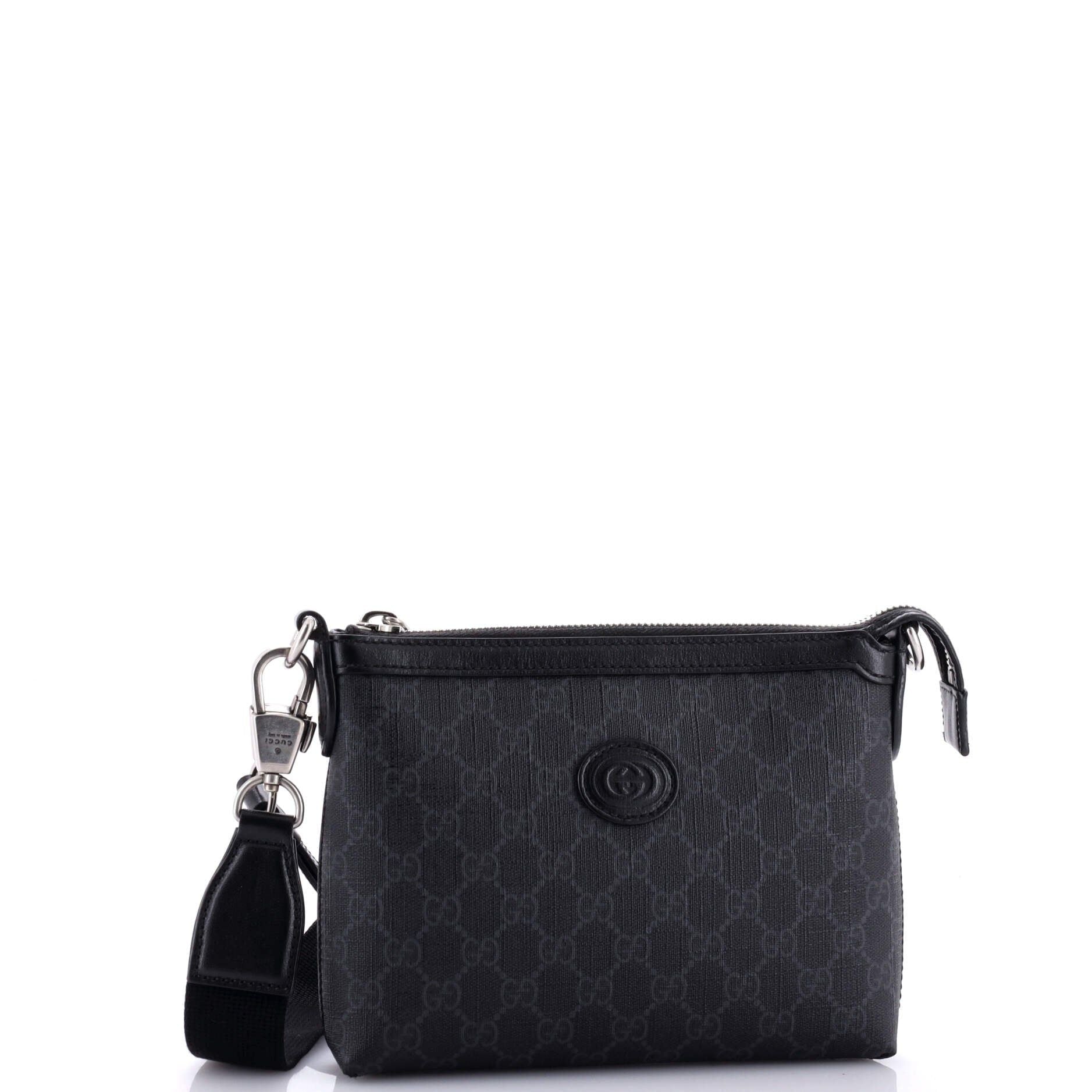 Gucci Interlocking G Patch Wristlet Messenger Bag Gg Coated Canvas Small