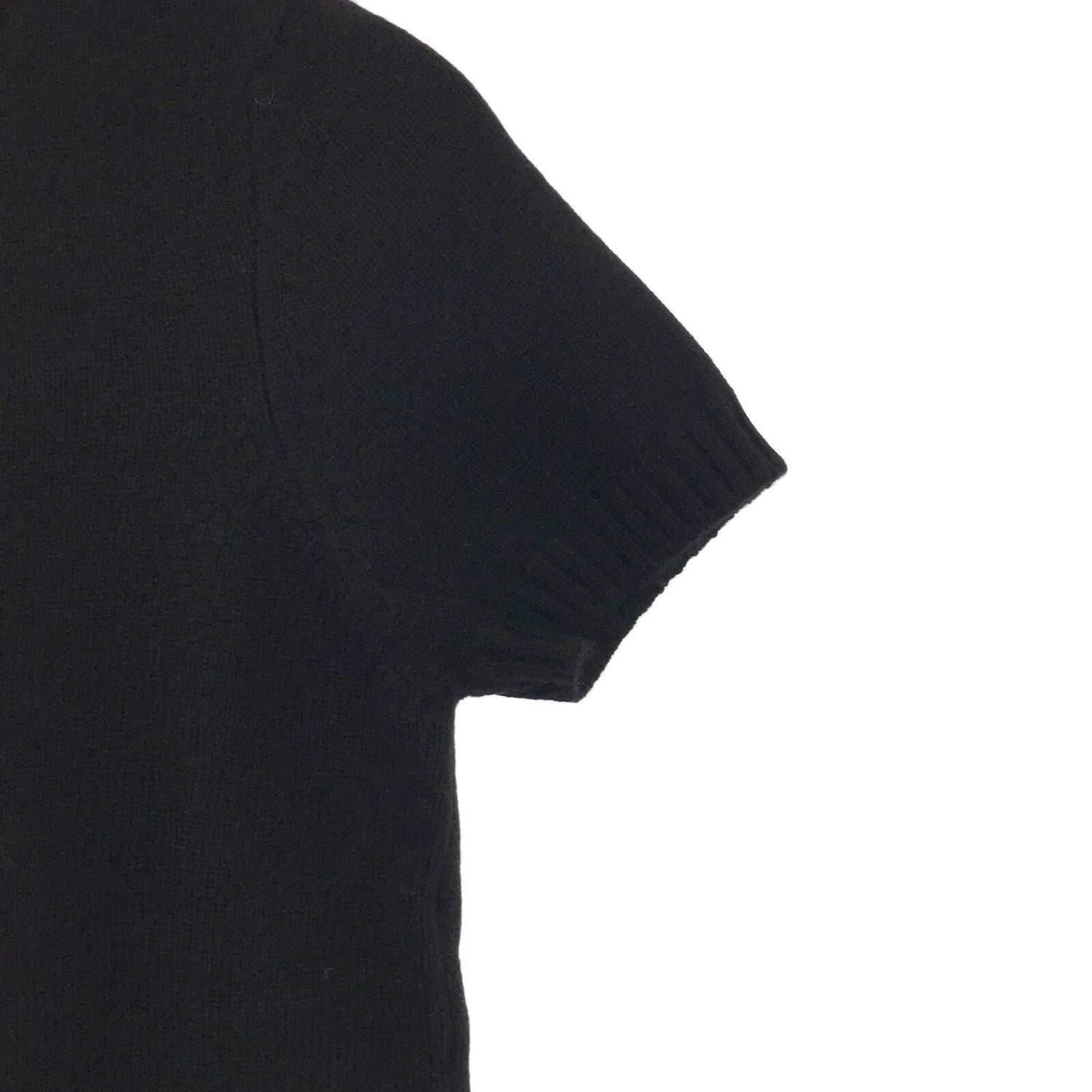 Chanel Short Sleeve Bow Sweater Black Cashmere 36