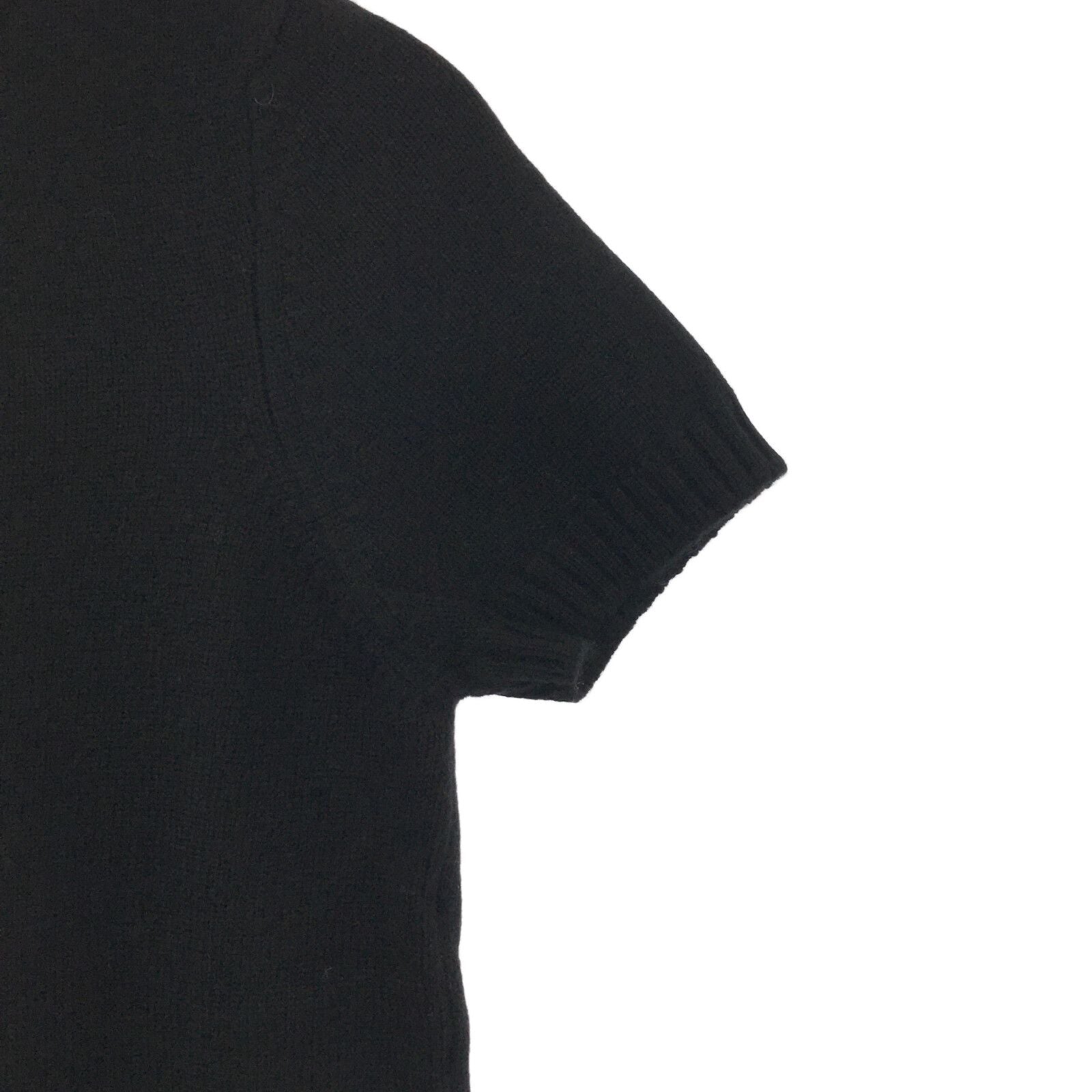 Chanel Short Sleeve Bow Sweater Black Cashmere 36
