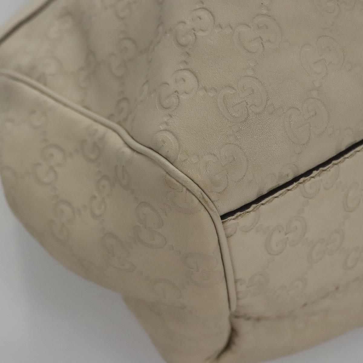 Gucci Gg Canvas Guccissima Hand Bag Leather White Gold 211944 Auth