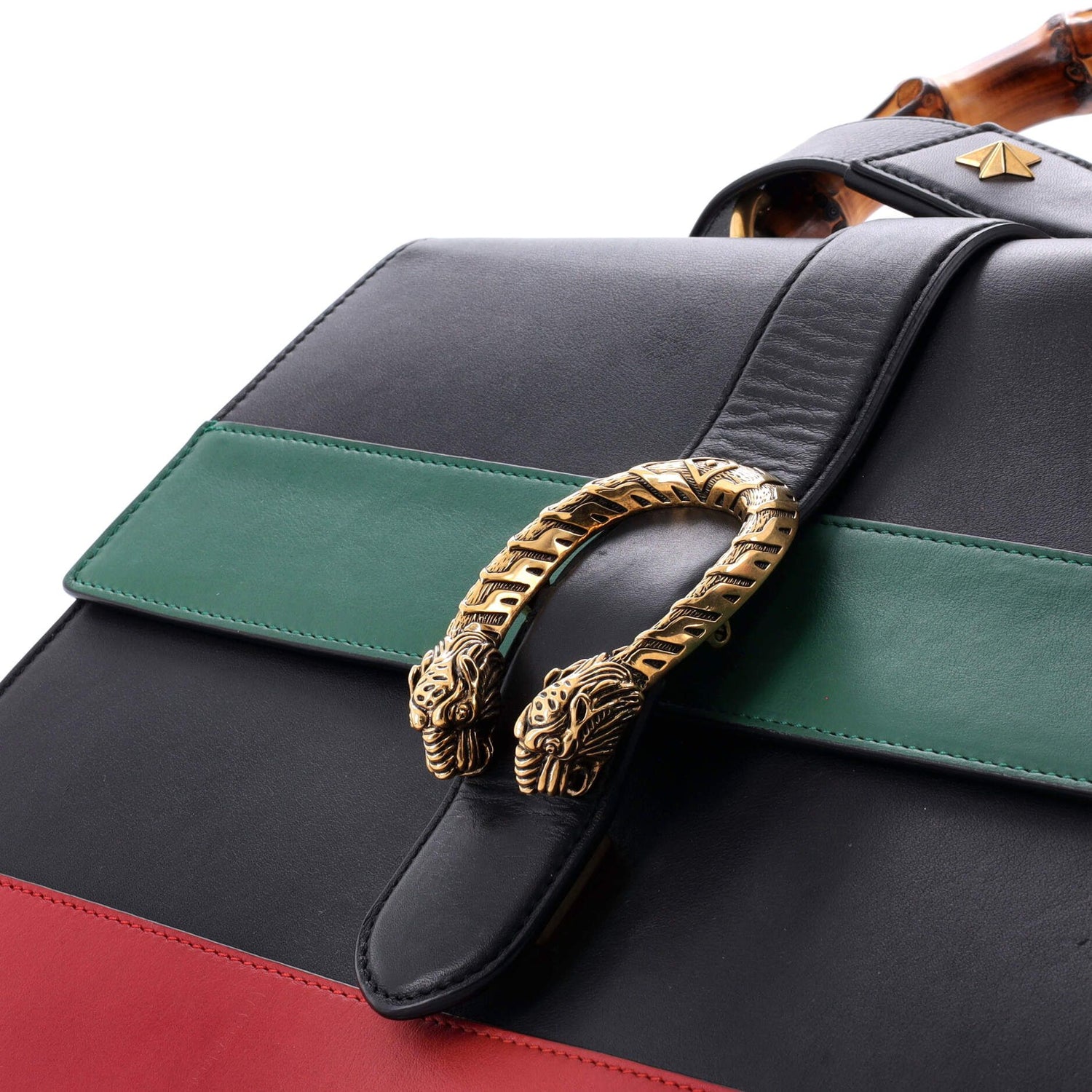 Gucci Dionysus Bamboo Top Handle Bag Colorblock Leather Large