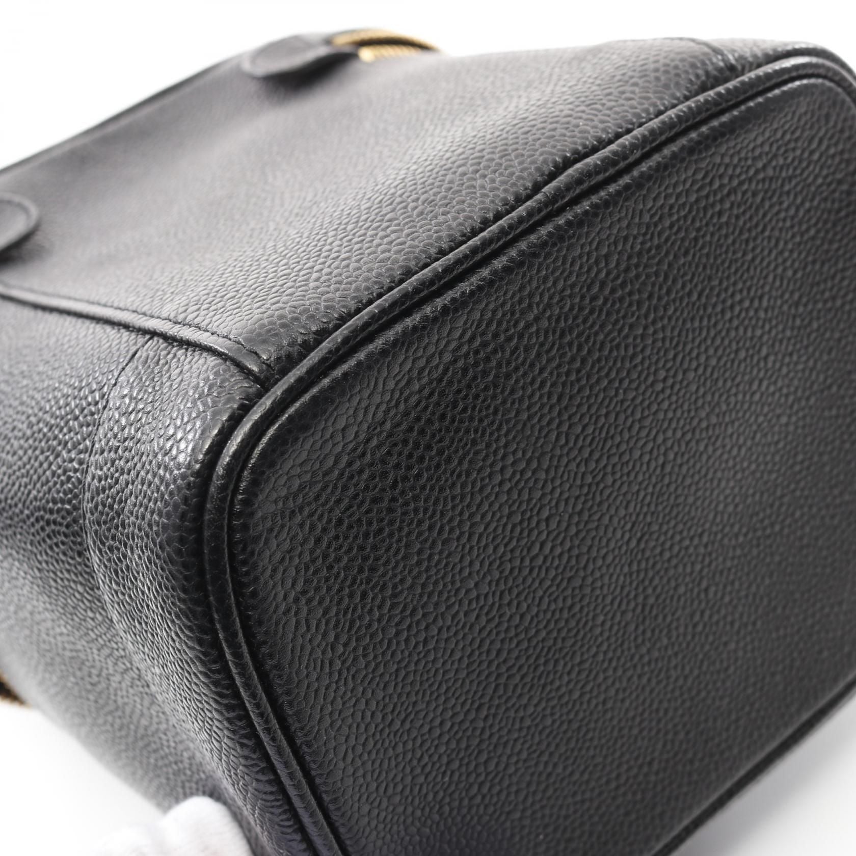 Chanel Black Coco Mark Handbag Leather Grained Calfskin A 01998