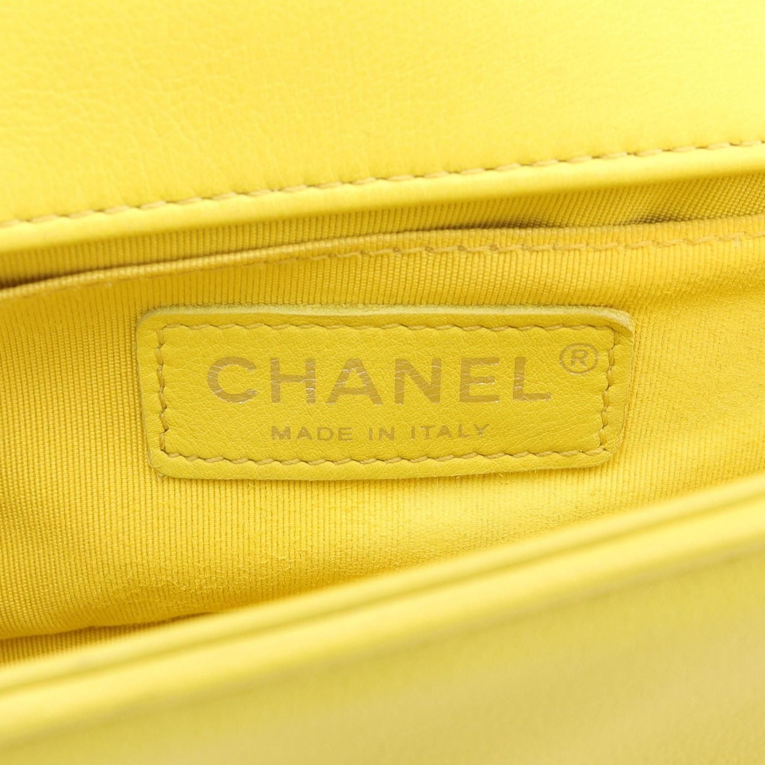 Chanel Yellow Boy Small Chevron V Stitch Shoulder Bag Lambskin (sheep Leather) A 67085
