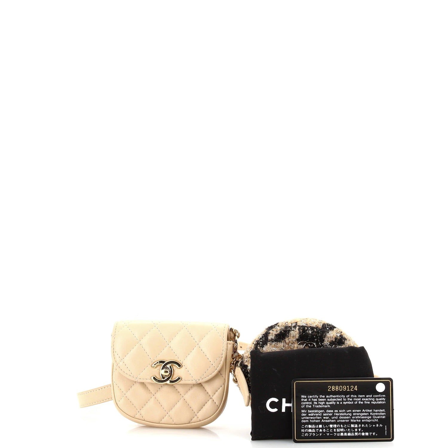 Chanel CC Waist Bag With Coin Purse Quilted Lambskin And Tweed