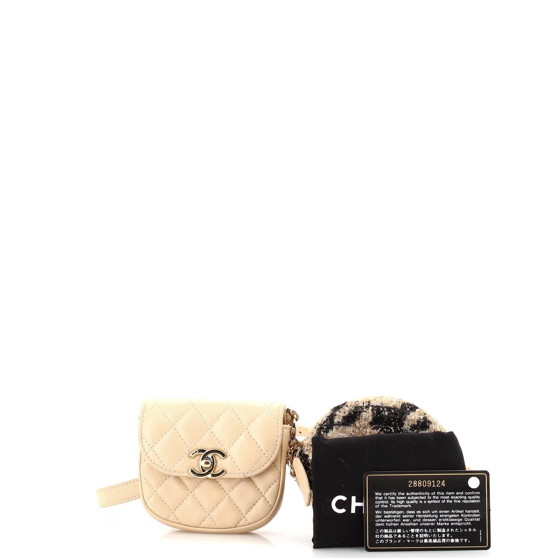 Chanel CC Waist Bag With Coin Purse Quilted Lambskin And Tweed