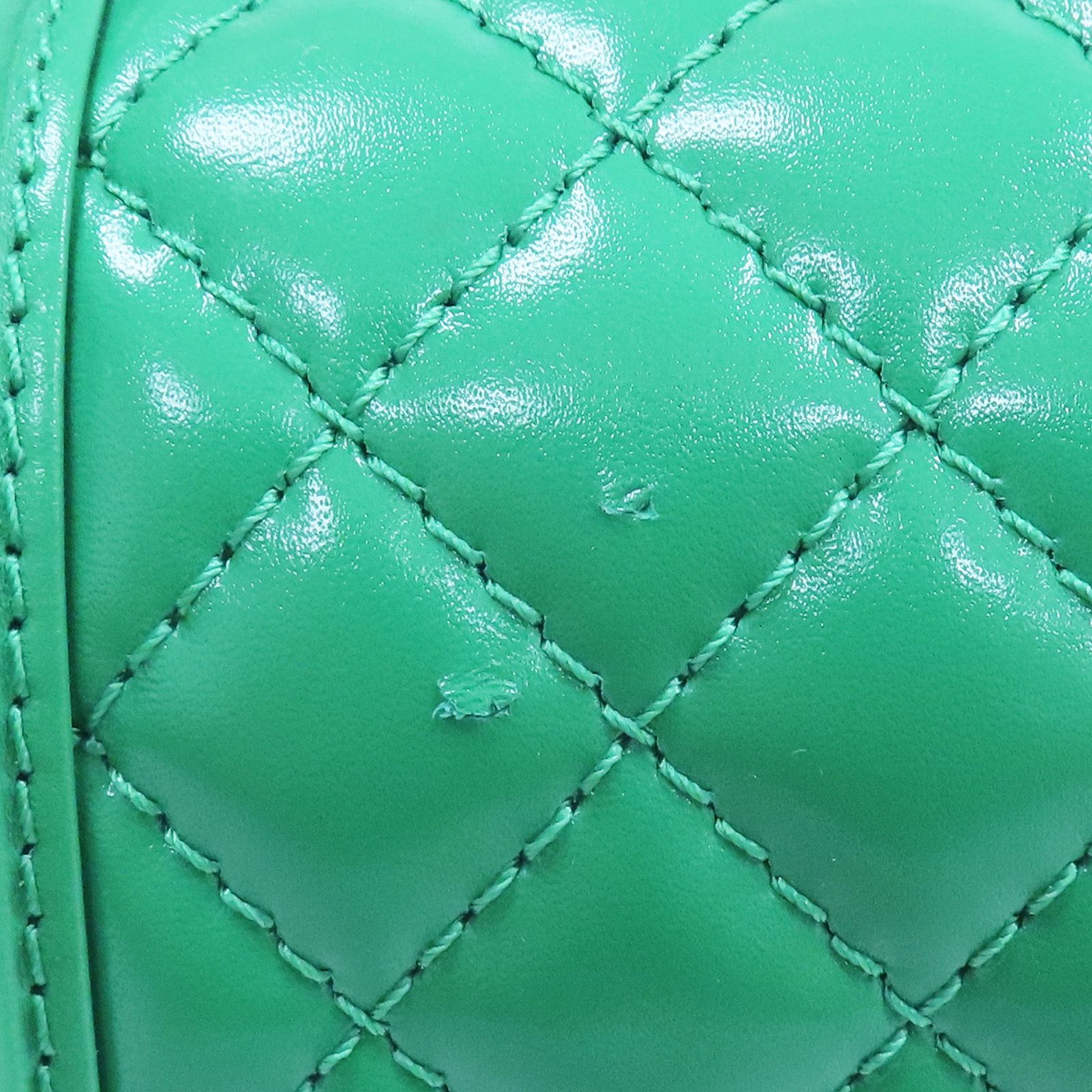 Chanel Matelasse Boy 25 Shoulder Bag Calfskin Green Sliver Tone Metal