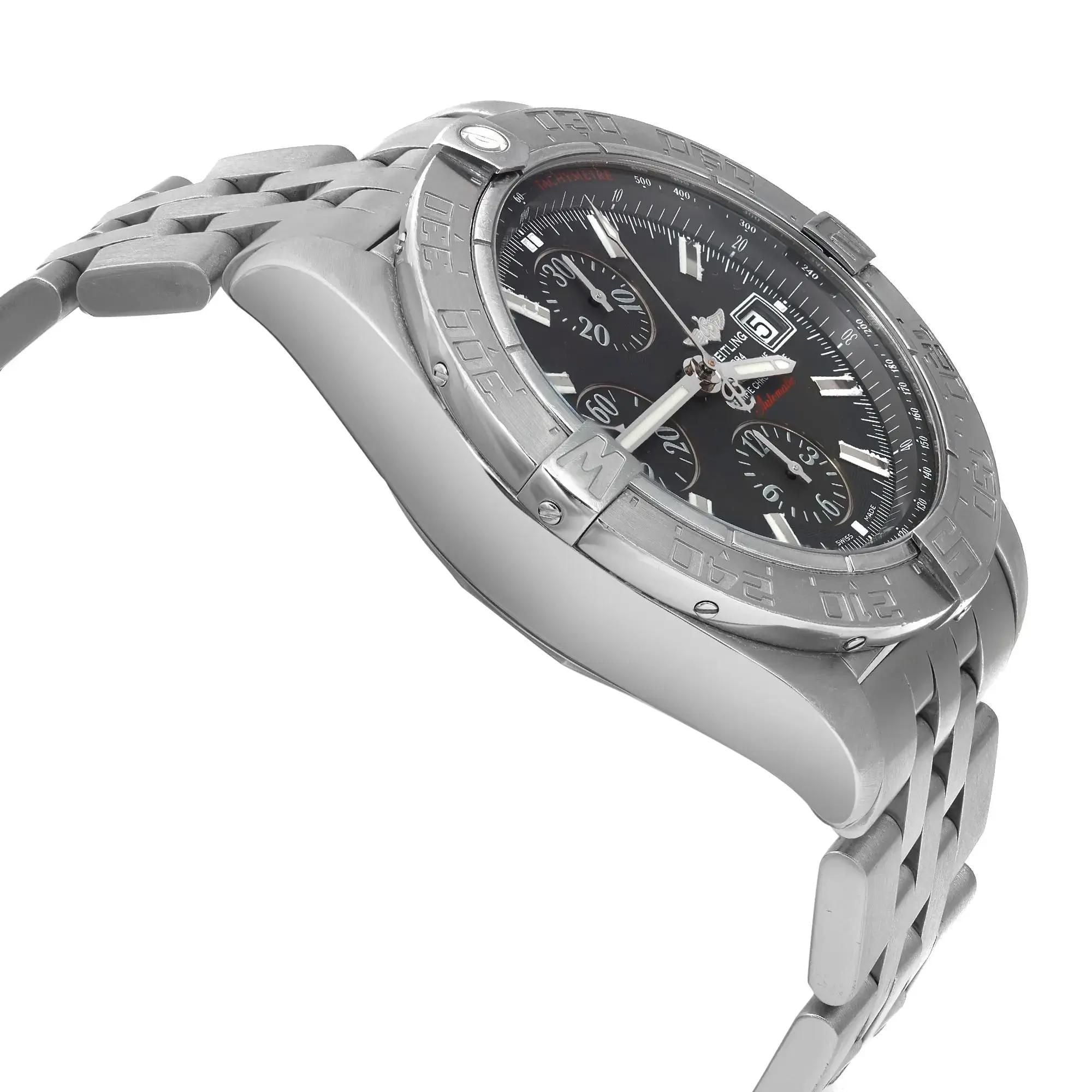 Breitling Galactic Chronograph II Steel Black Dial Mens Watch A1336410/M512-379A