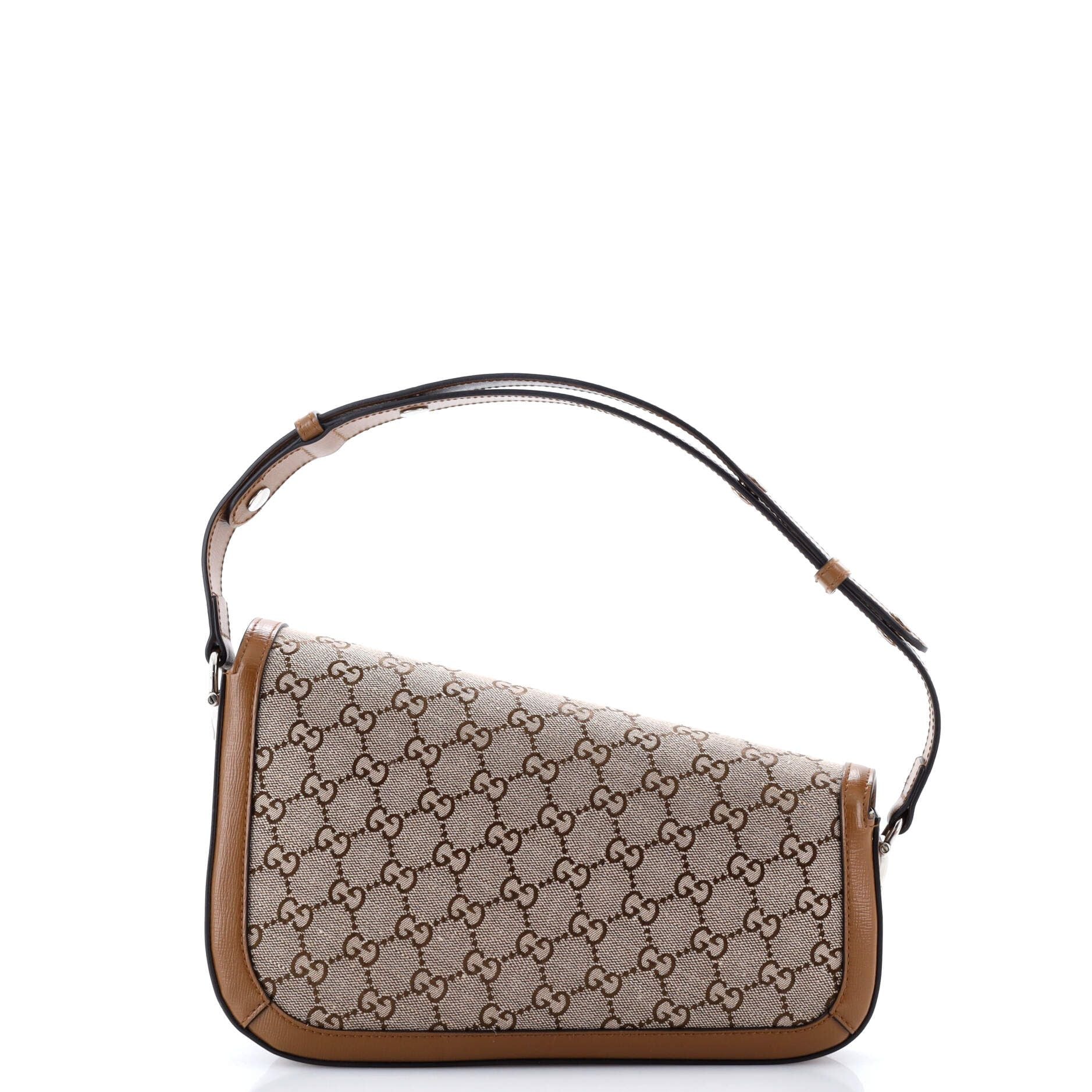 Gucci Horsebit 1955 Asymmetric Shoulder Bag Gg Canvas With Leather Small