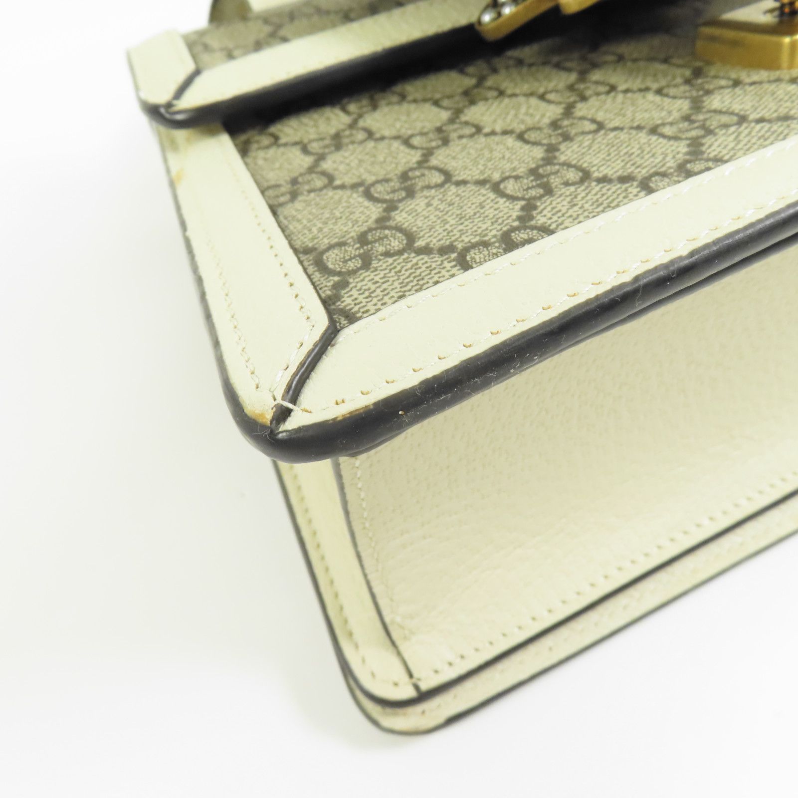 Gucci GG Supreme Monogram Small Queen Margaret Top Handle Bag Beige White