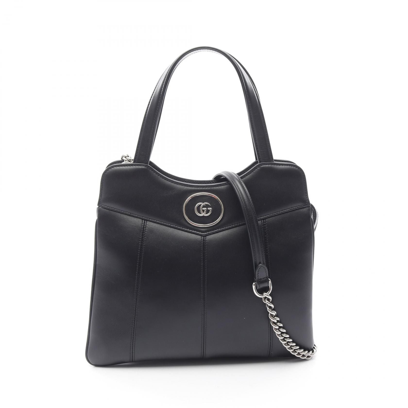Gucci Petite Gg Handbag Black Leather 745918