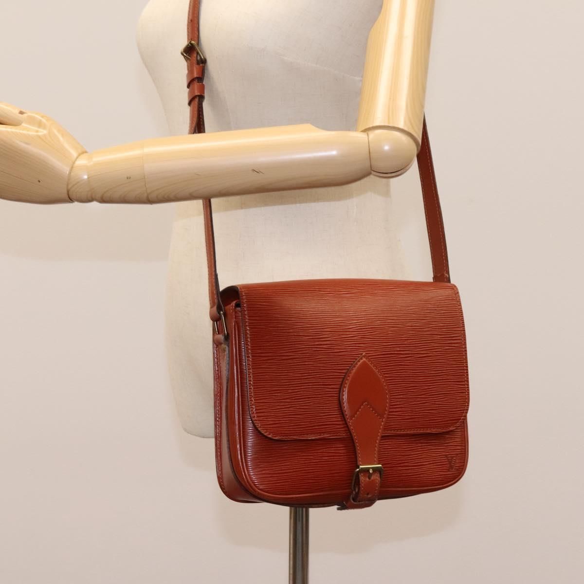 Louis Vuitton Epi Cartouchiere Mm Shoulder Bag Brown M 52243 Lv Auth