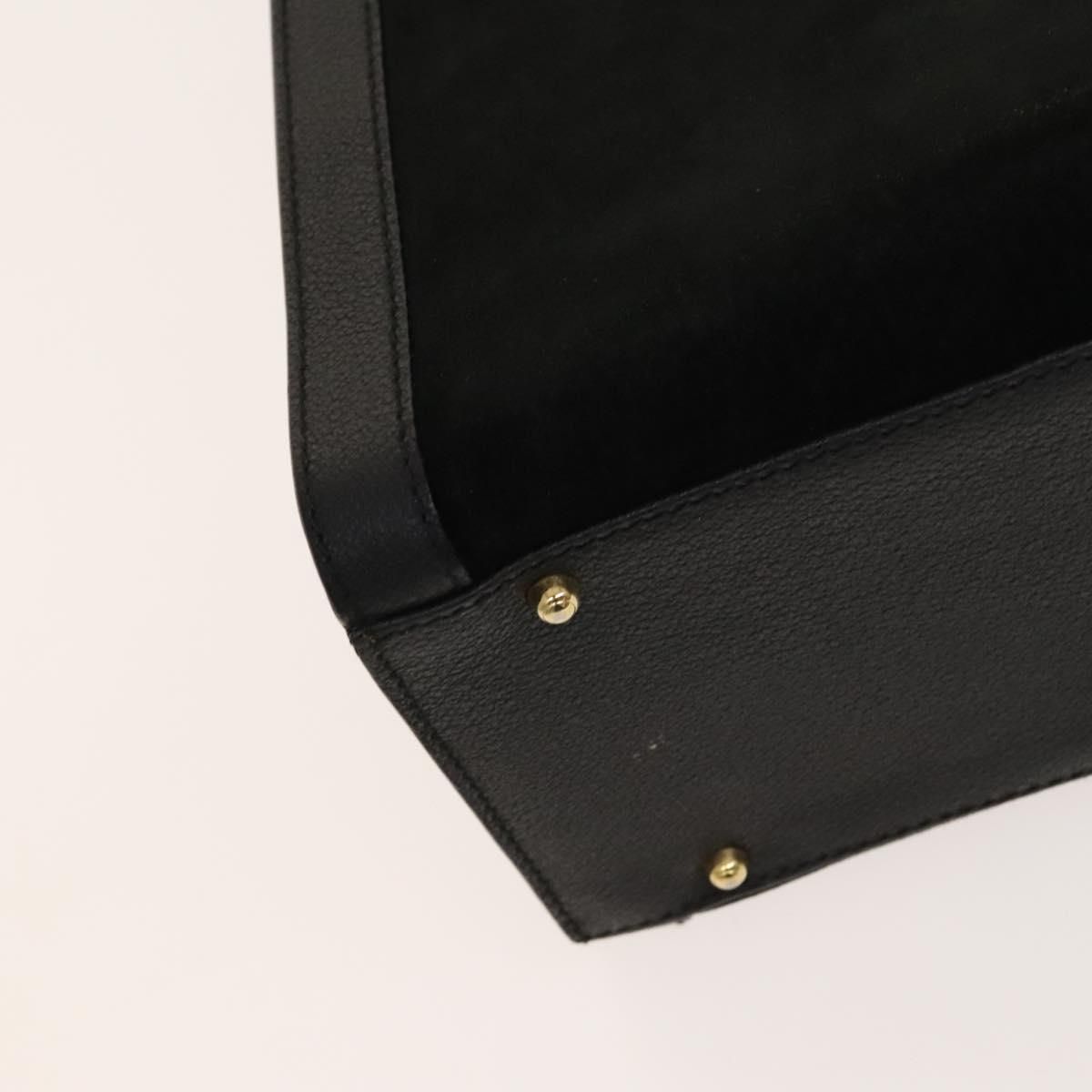 Gucci Bamboo Hand Bag Suede Black Gold 02 123 0260 Auth