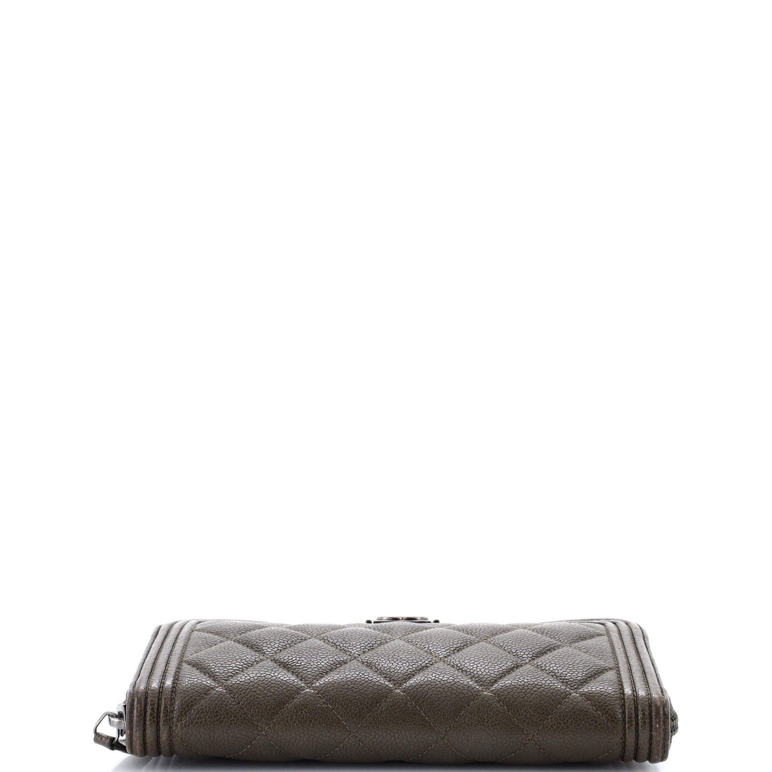 Chanel Boy Zip Around Wallet Quilted Caviar Long