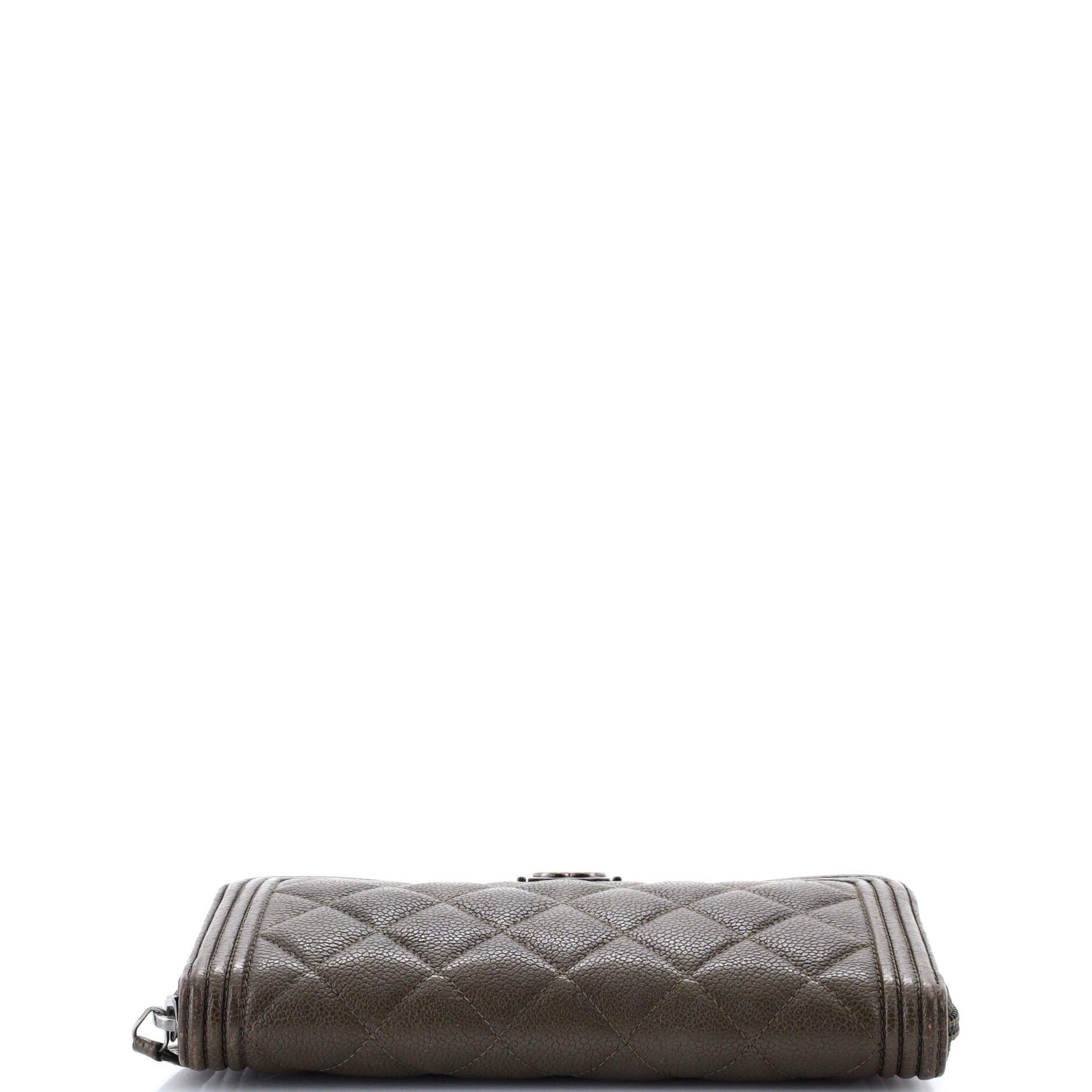 Chanel Boy Zip Around Wallet Quilted Caviar Long