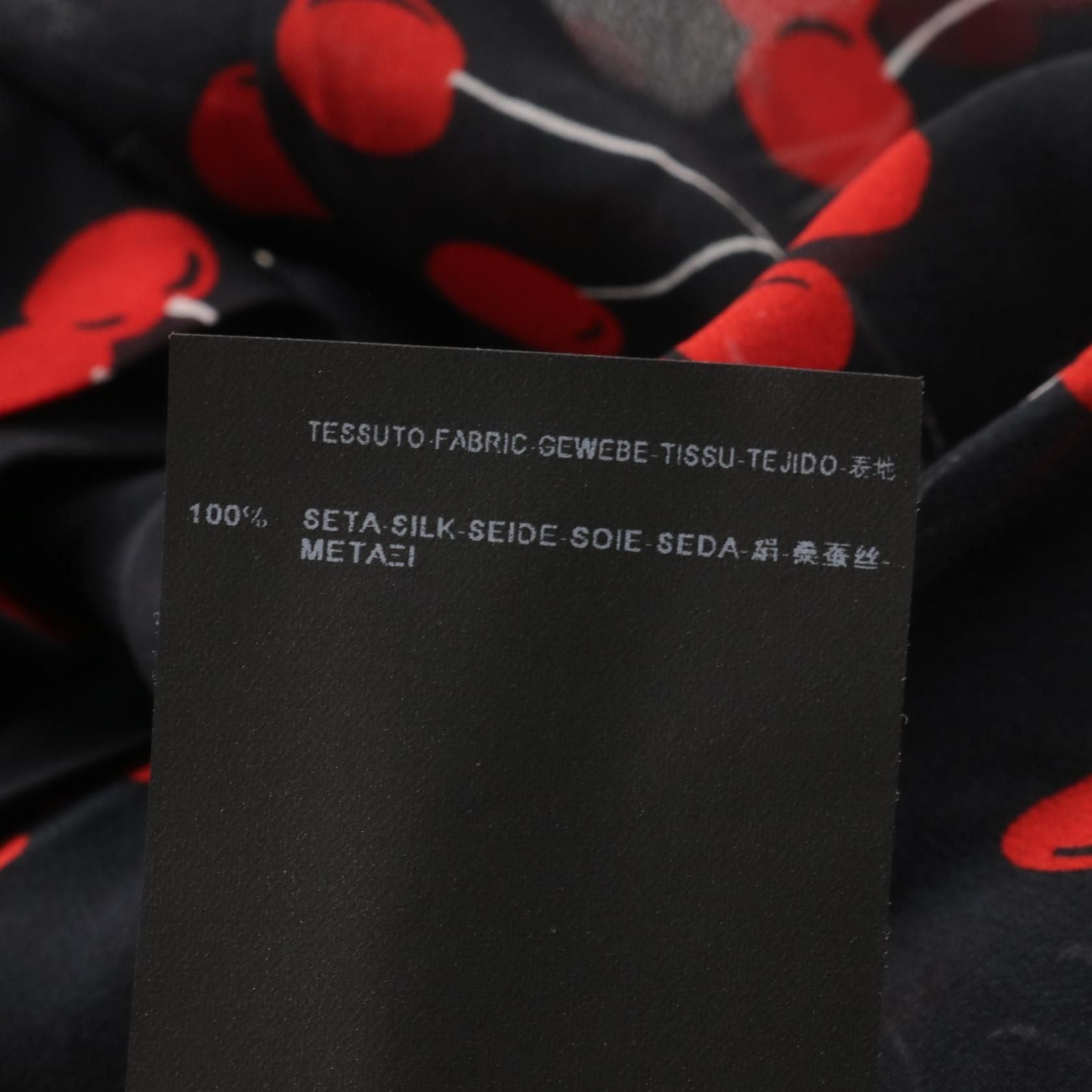 Saint Laurent Paris Blouse Black Red White Silk