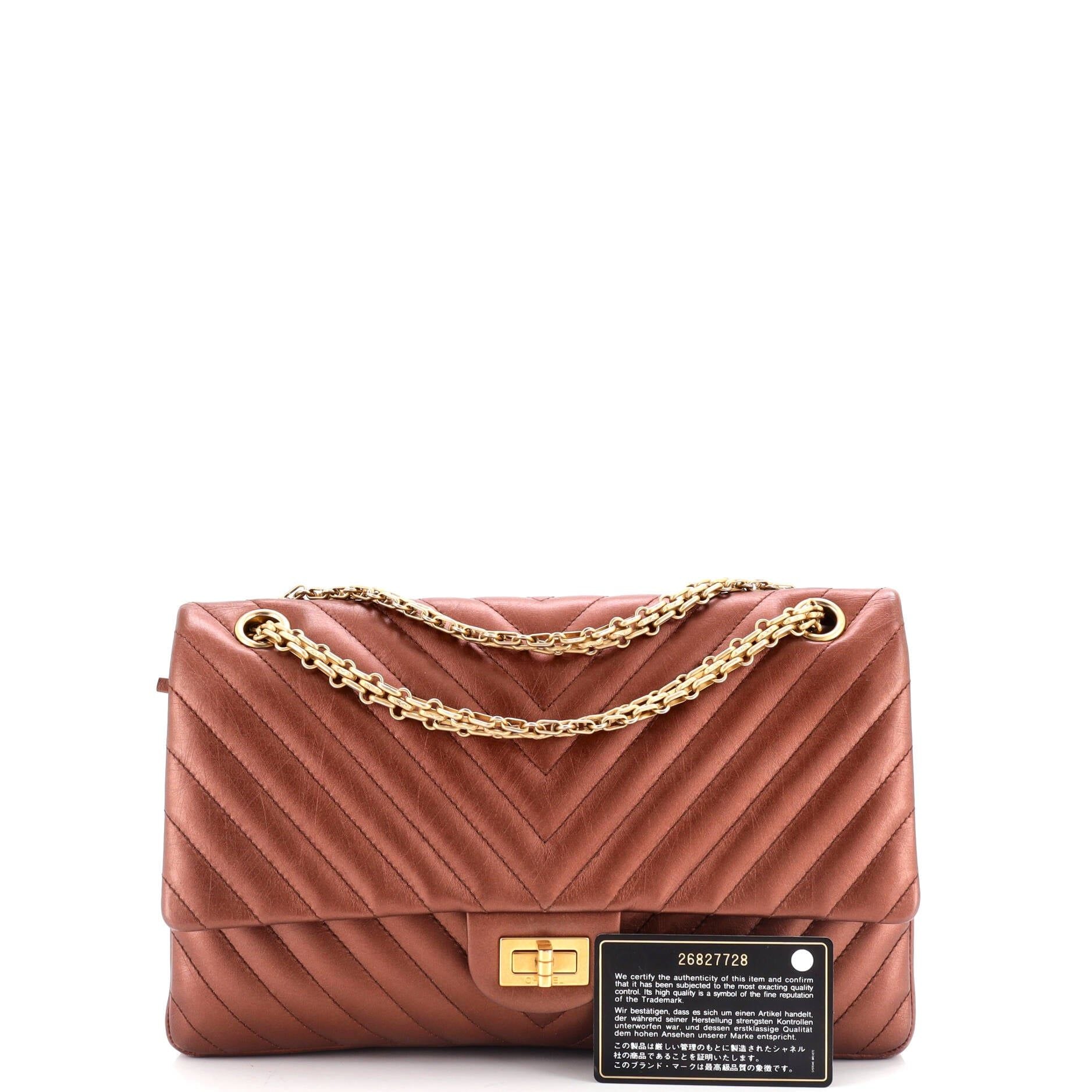 Chanel Reissue 2.55 Flap Bag Chevron Metallic Aged Calfskin 226