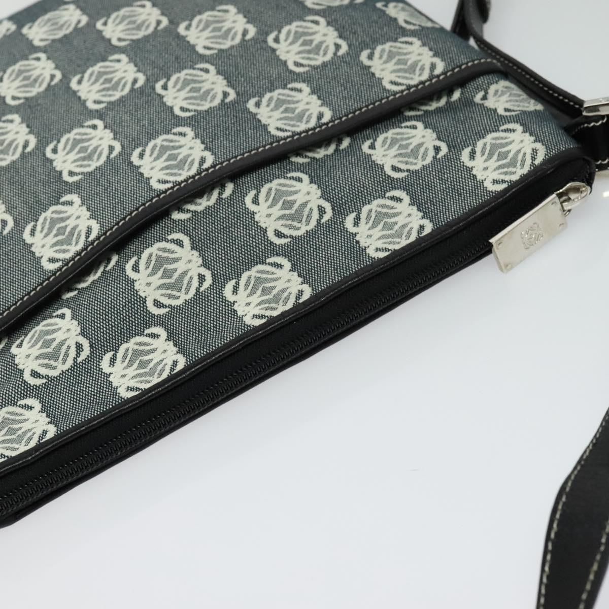 Loewe Anagram Shoulder Bag Canvas Gray Black Silver Auth