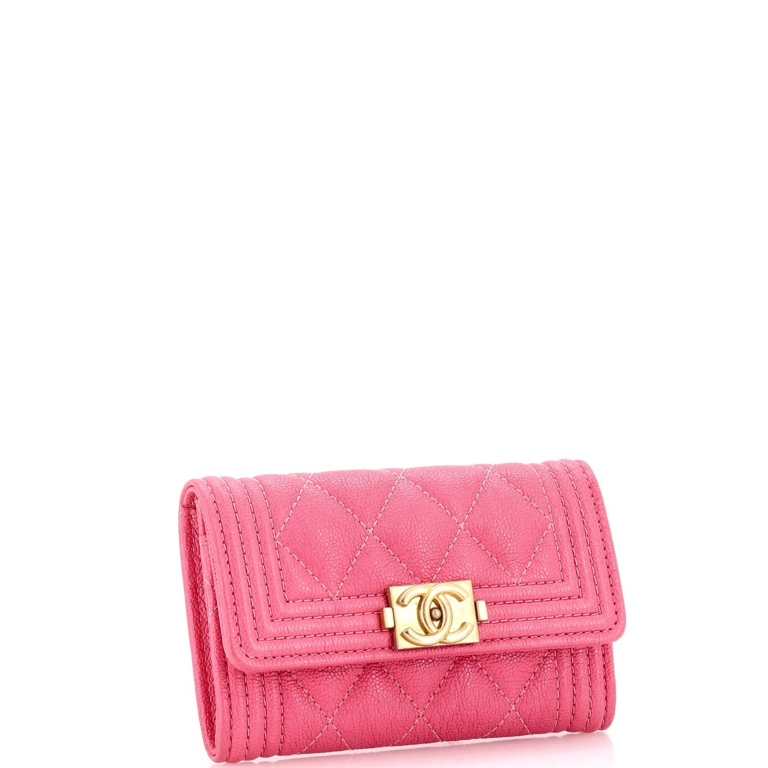 Chanel Boy Flap Card Case Quilted Caviar