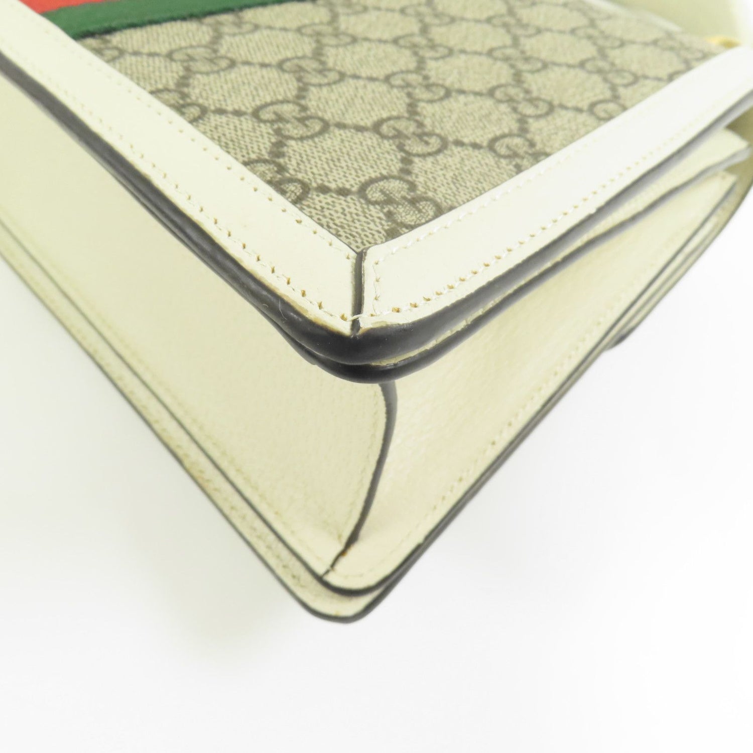 Gucci GG Supreme Monogram Small Queen Margaret Top Handle Bag Beige White